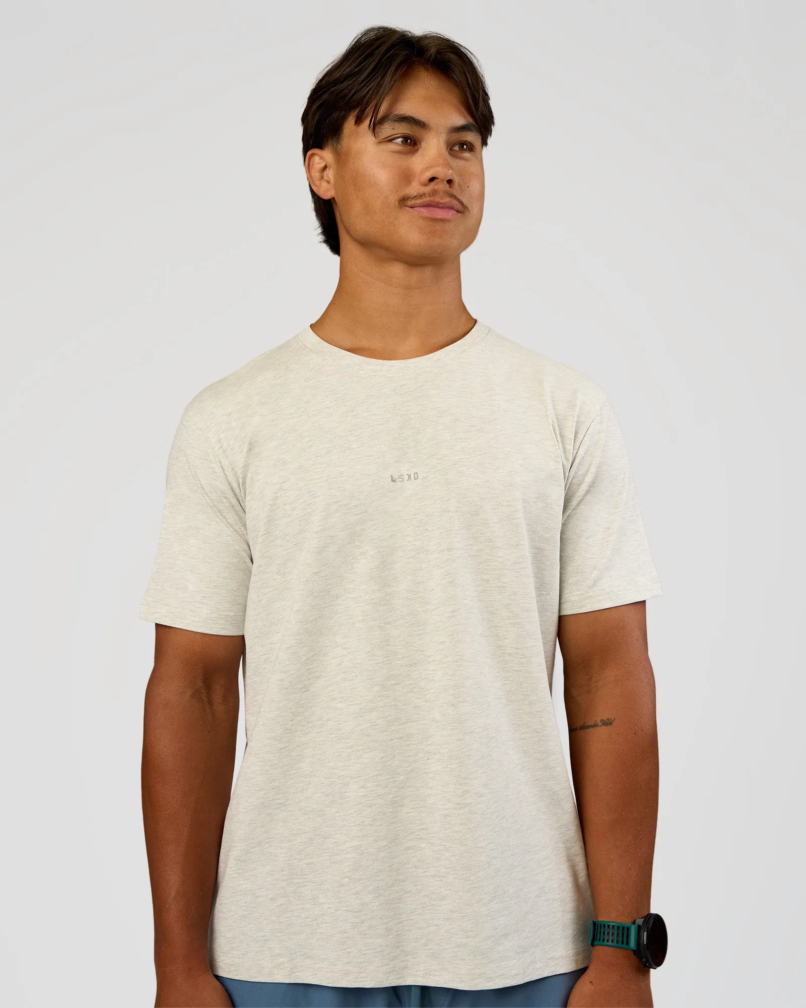 Base Heavyweight FLXCotton Tee Regular Fit -8cm - Silver Marl sold by LSKD