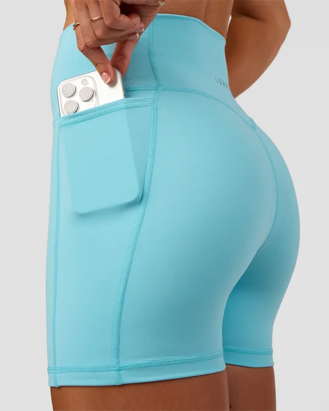 Fusion V-Contour Ultra High-Rise 4” Short Pockets - Baltic Sea sold by LSKD