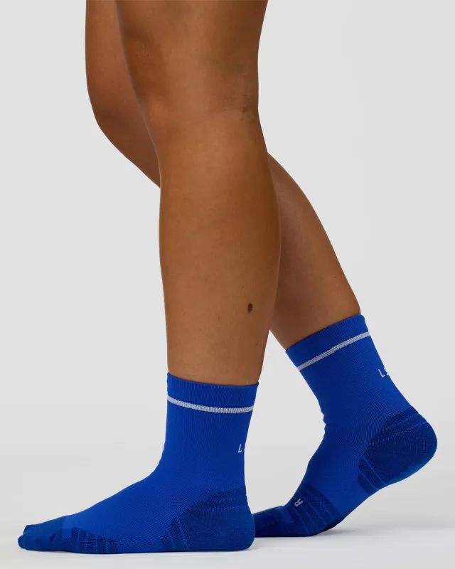 Fast Performance Quarter Socks 2.0 - Electric Indigo-White sold by LSKD