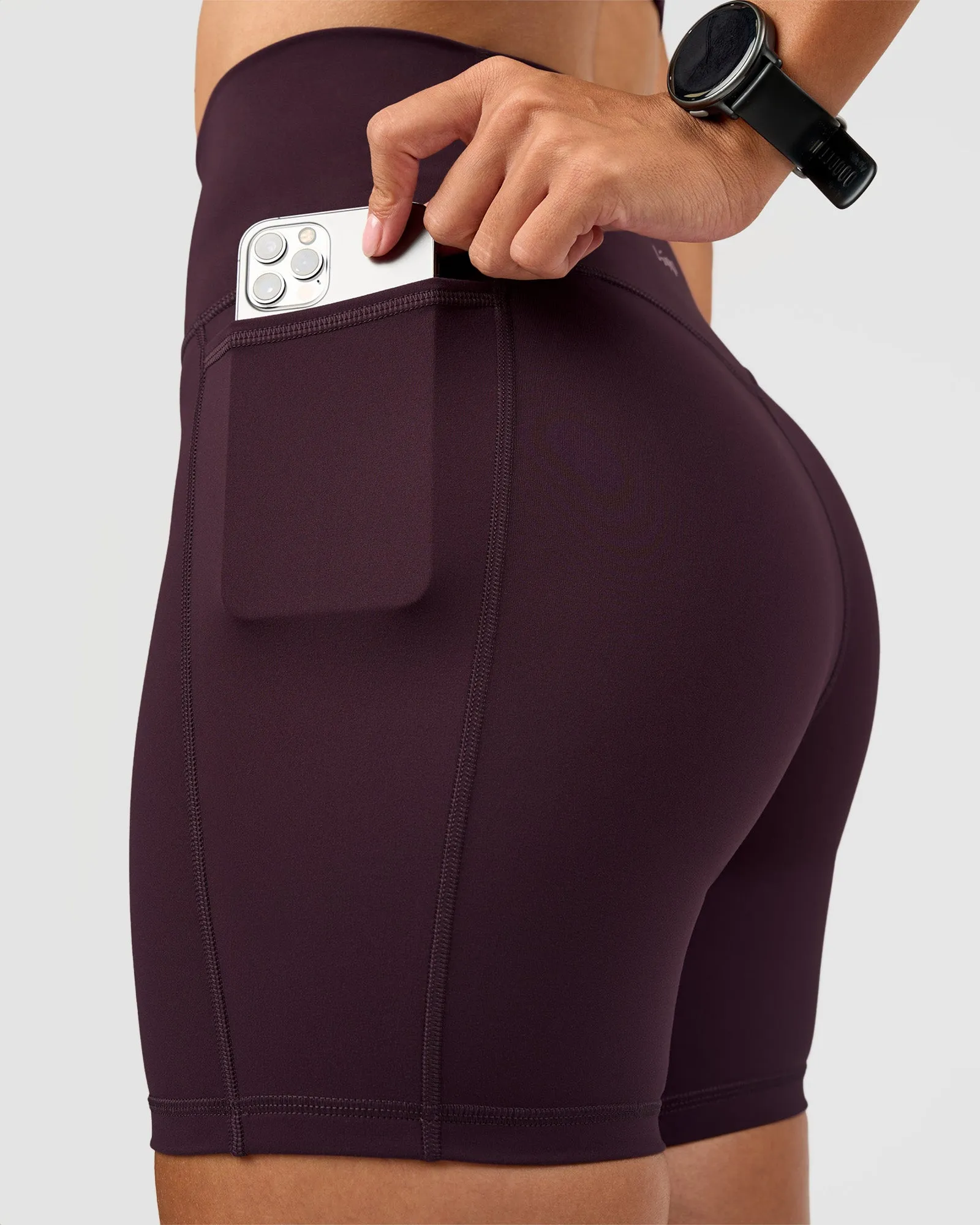 Fusion V-Contour Ultra High-Rise 6" Short Pockets - Midnight Plum sold by LSKD product image thumbnail 5