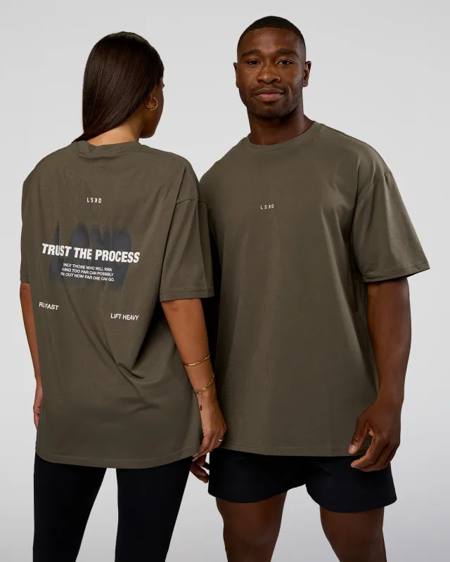 Abstract Haze FLXCotton Tee - Walnut Grey-White made by LSKD