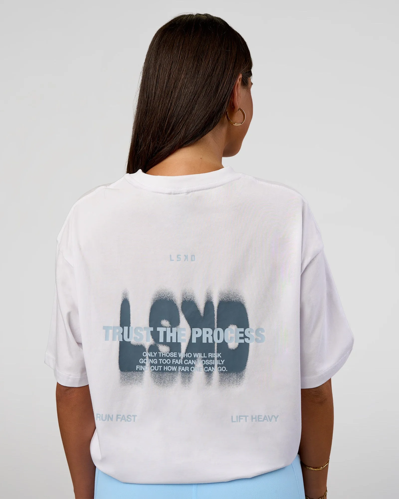 Abstract Haze FLXCotton Tee - White-Blue Aura sold by LSKD product image thumbnail 4