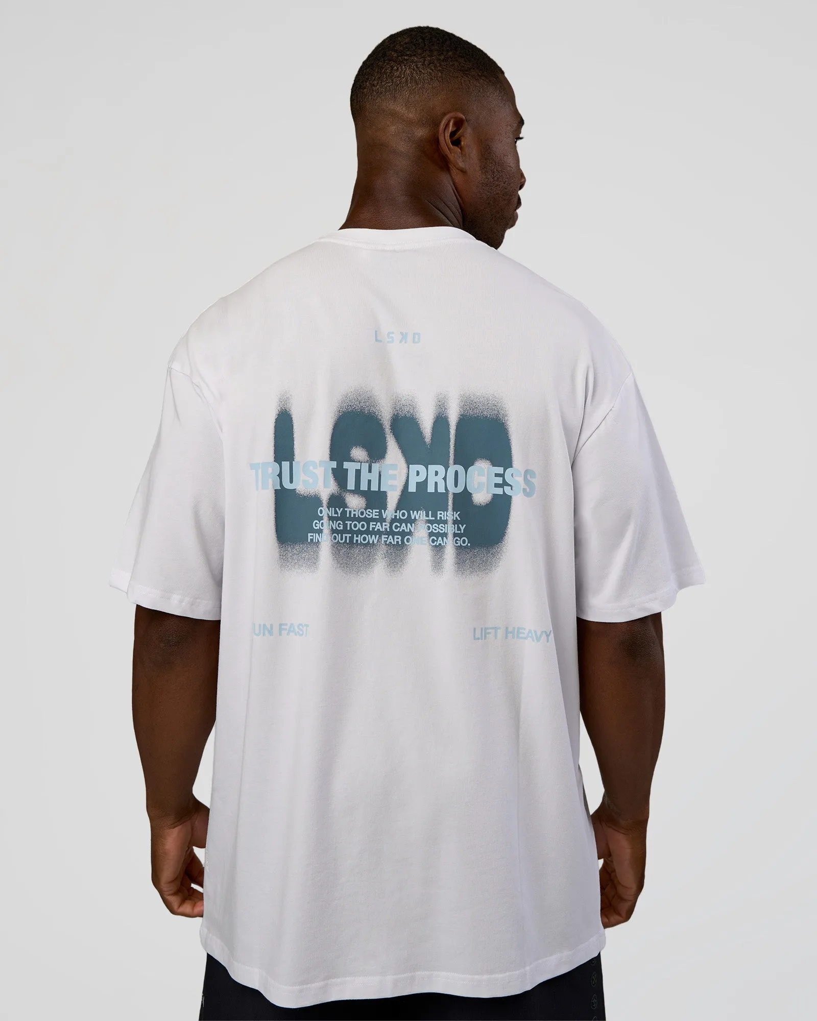 Abstract Haze FLXCotton Tee - White-Blue Aura sold by LSKD product image thumbnail 2