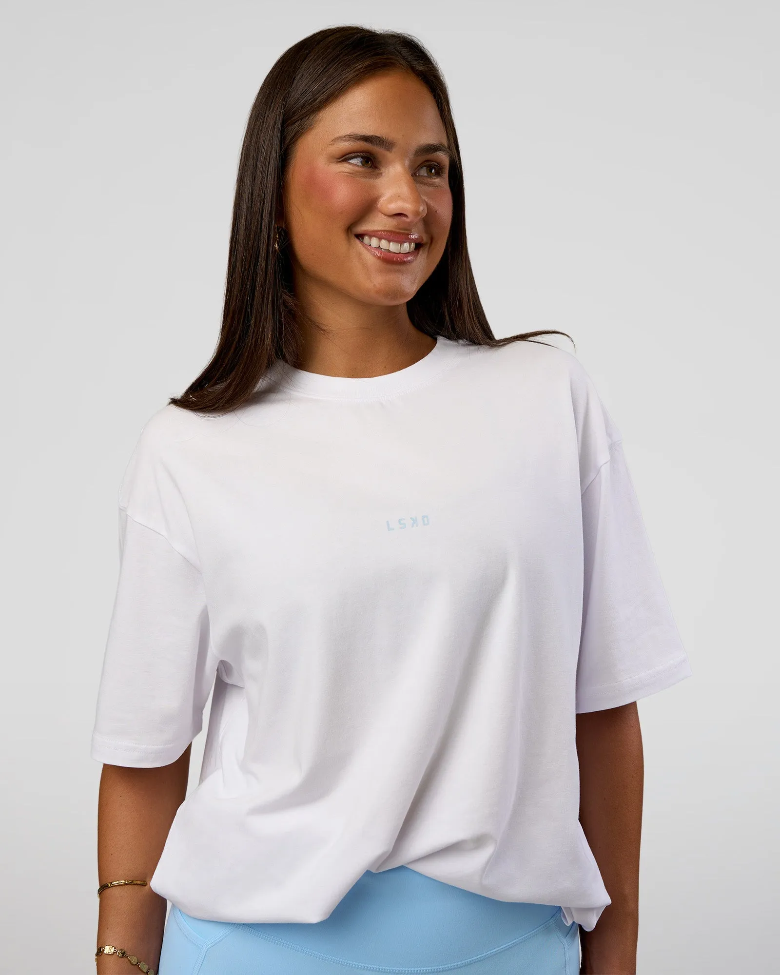 Abstract Haze FLXCotton Tee - White-Blue Aura sold by LSKD product image thumbnail 5
