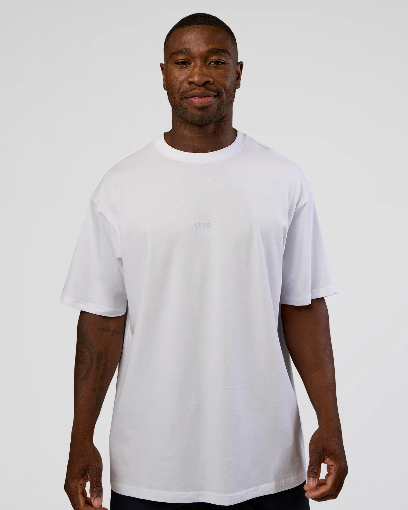 Abstract Haze FLXCotton Tee - White-Blue Aura sold by LSKD product image thumbnail 3
