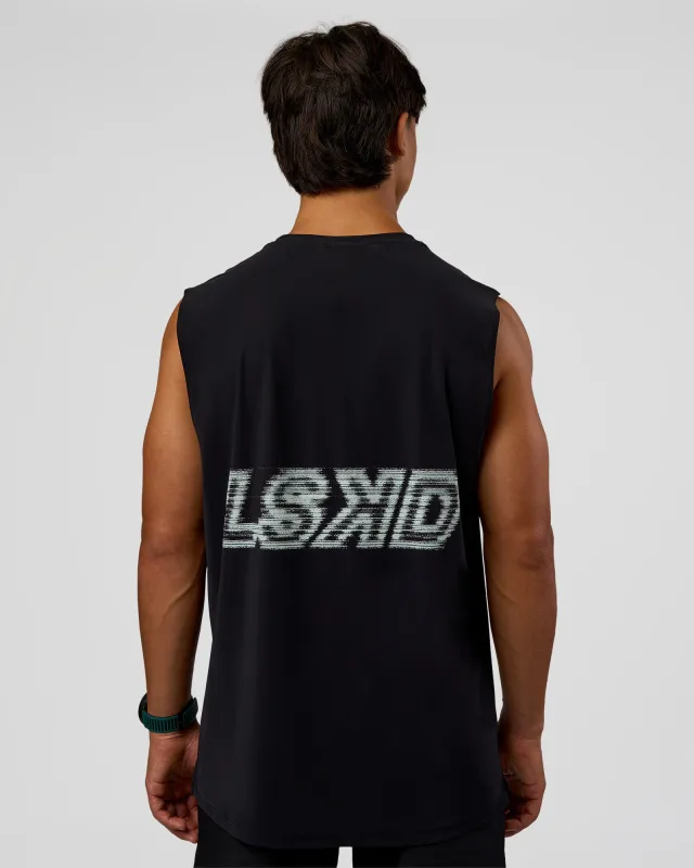 Cadence MicroMotion Muscle Tank - Black-Blue Aura made by LSKD