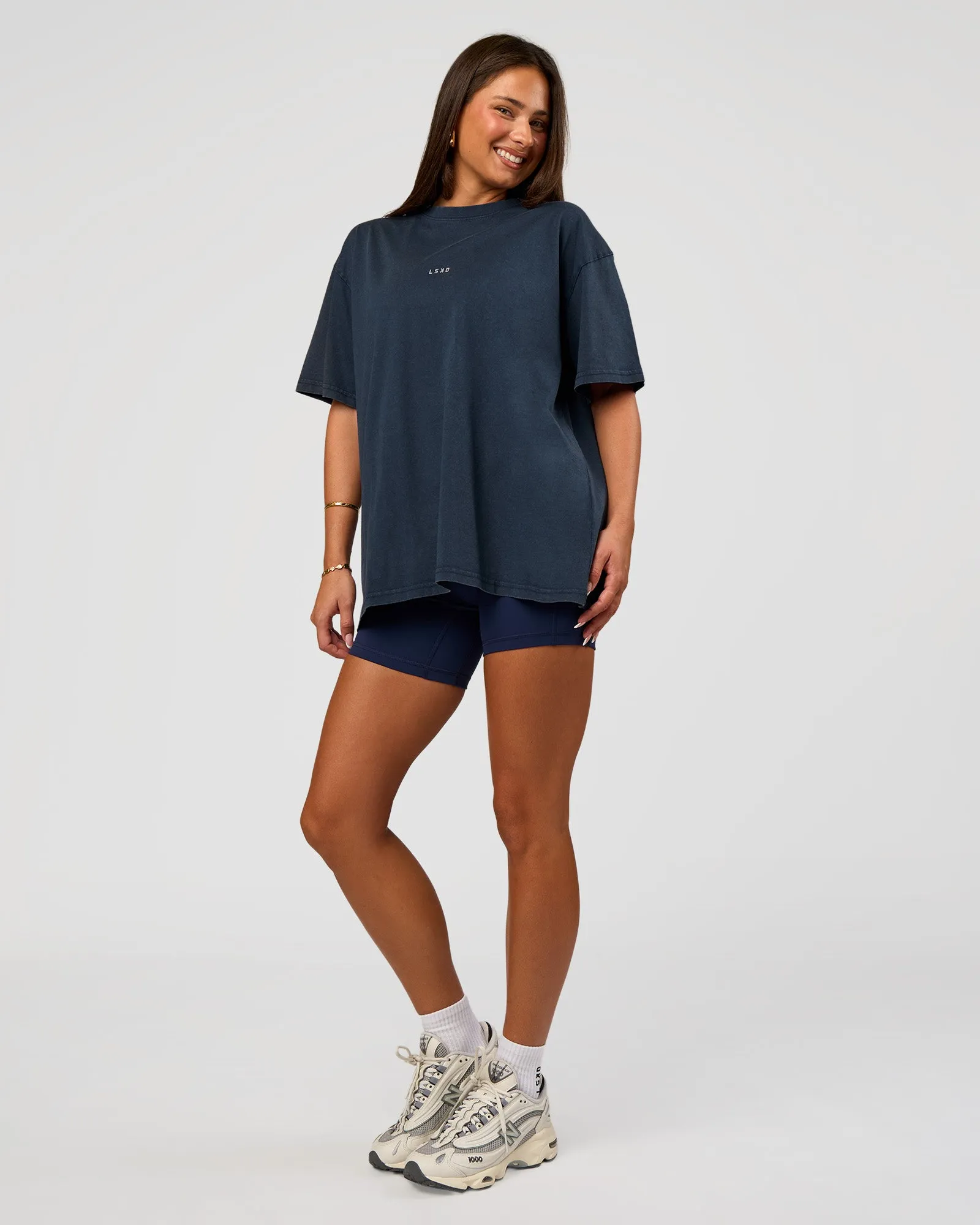 Built On Values Oversized Washed Tee - Future Navy Washed-White sold by LSKD product image thumbnail 5