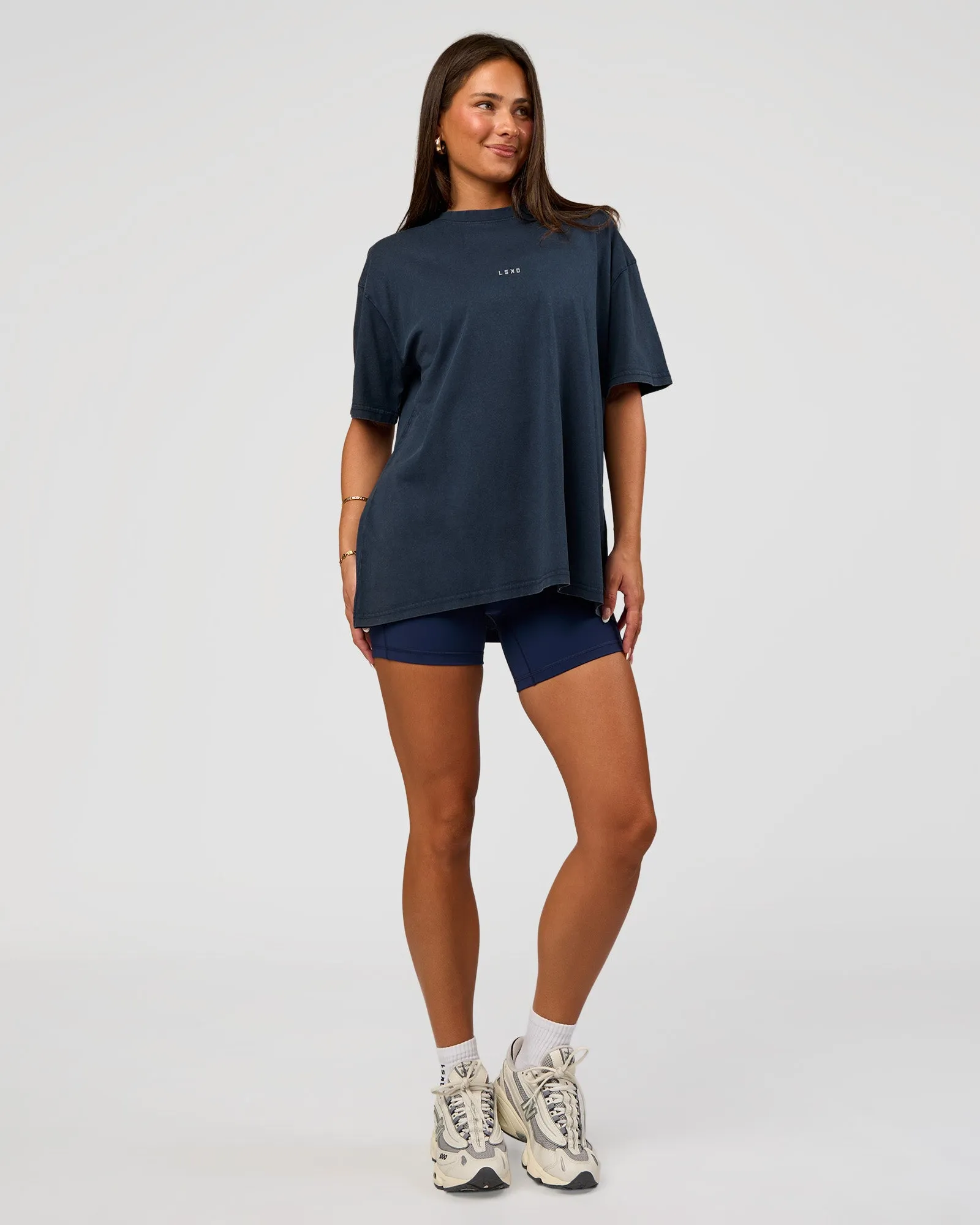 Built On Values Oversized Washed Tee - Future Navy Washed-White sold by LSKD product image thumbnail 2
