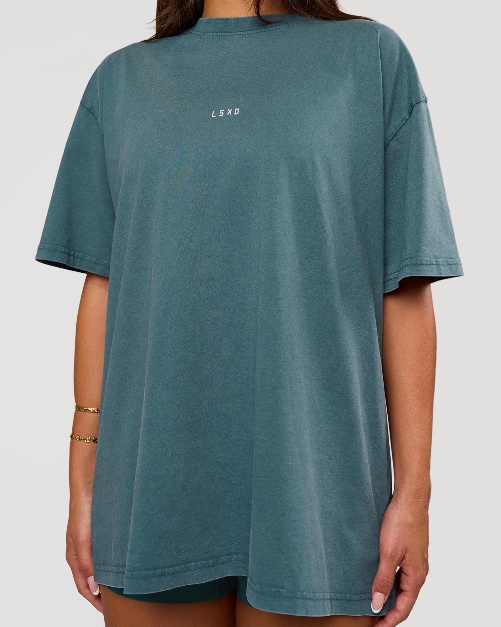 Built On Values Oversized Washed Tee - Transformative Teal Washed-White sold by LSKD product image thumbnail 5