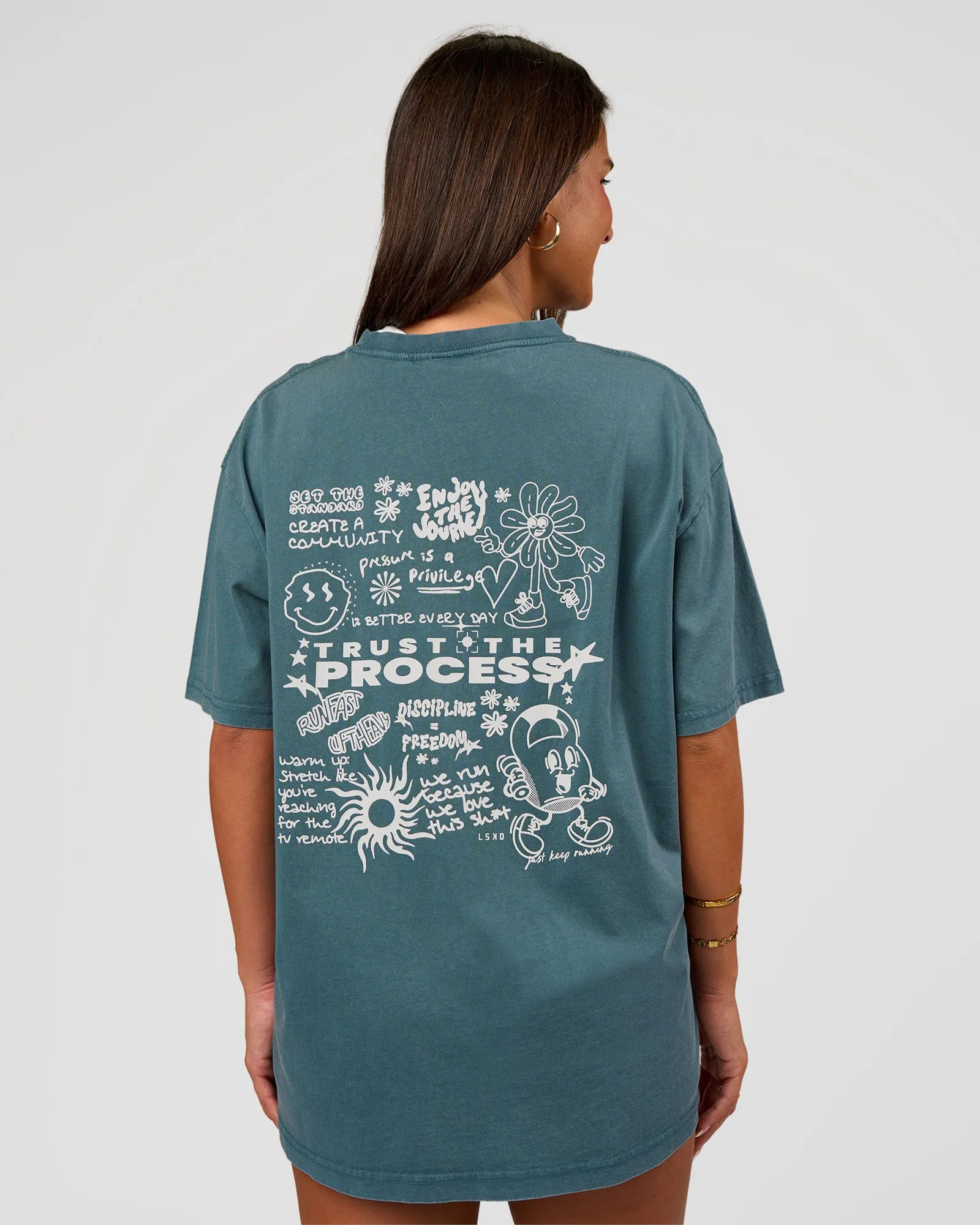 Built On Values Oversized Washed Tee - Transformative Teal Washed-White sold by LSKD product image thumbnail 4