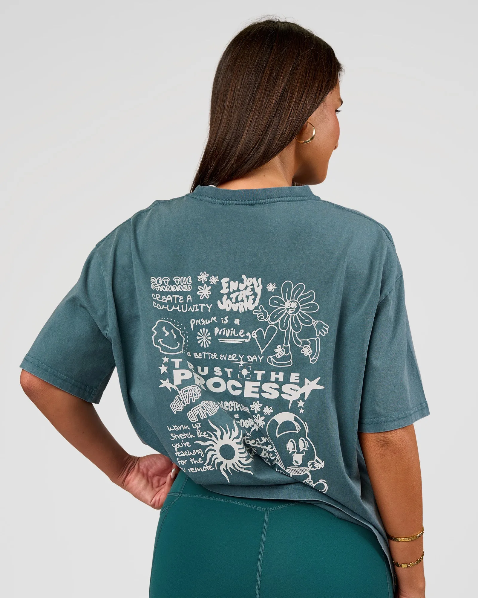 Built On Values Oversized Washed Tee - Transformative Teal Washed-White sold by LSKD