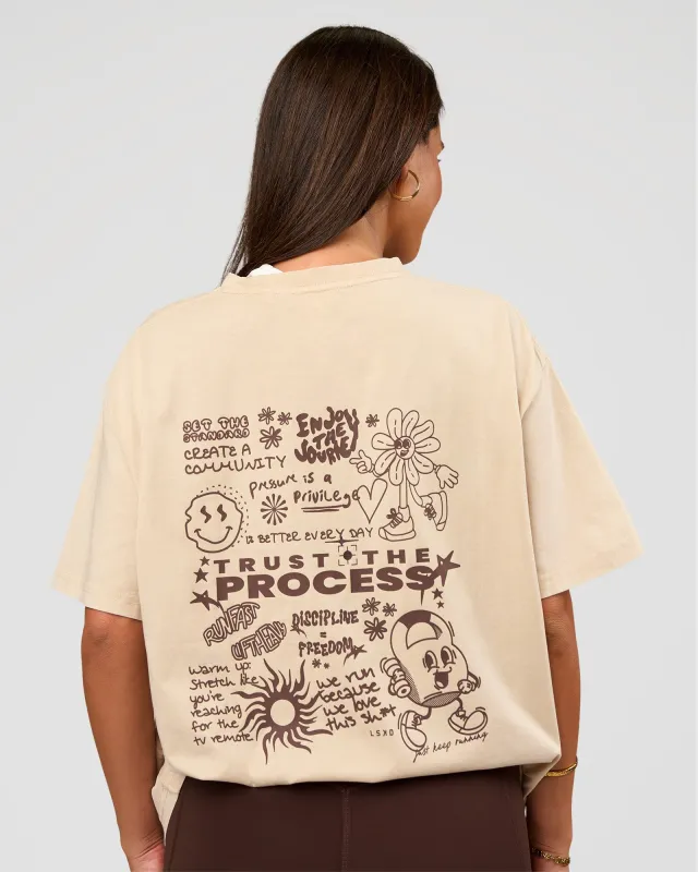 Built On Values Oversized Washed Tee - Shale Beige Washed-Hot Chocolate sold by LSKD