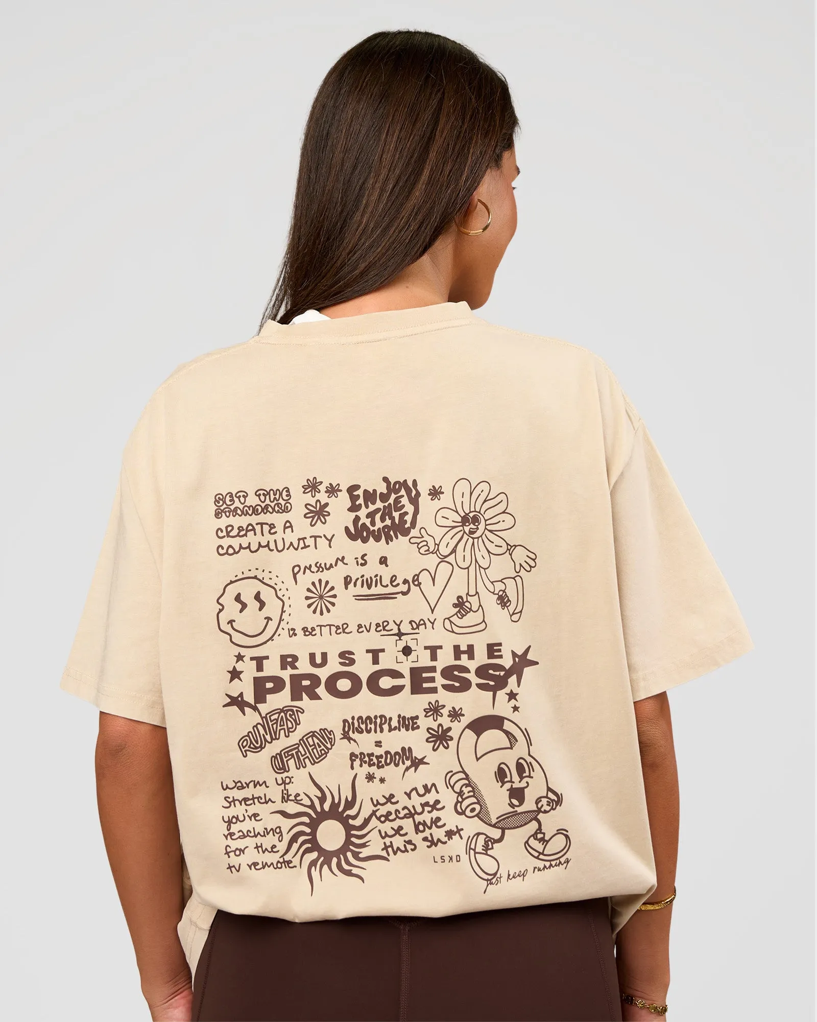 Built On Values Oversized Washed Tee - Shale Beige Washed-Hot Chocolate sold by LSKD