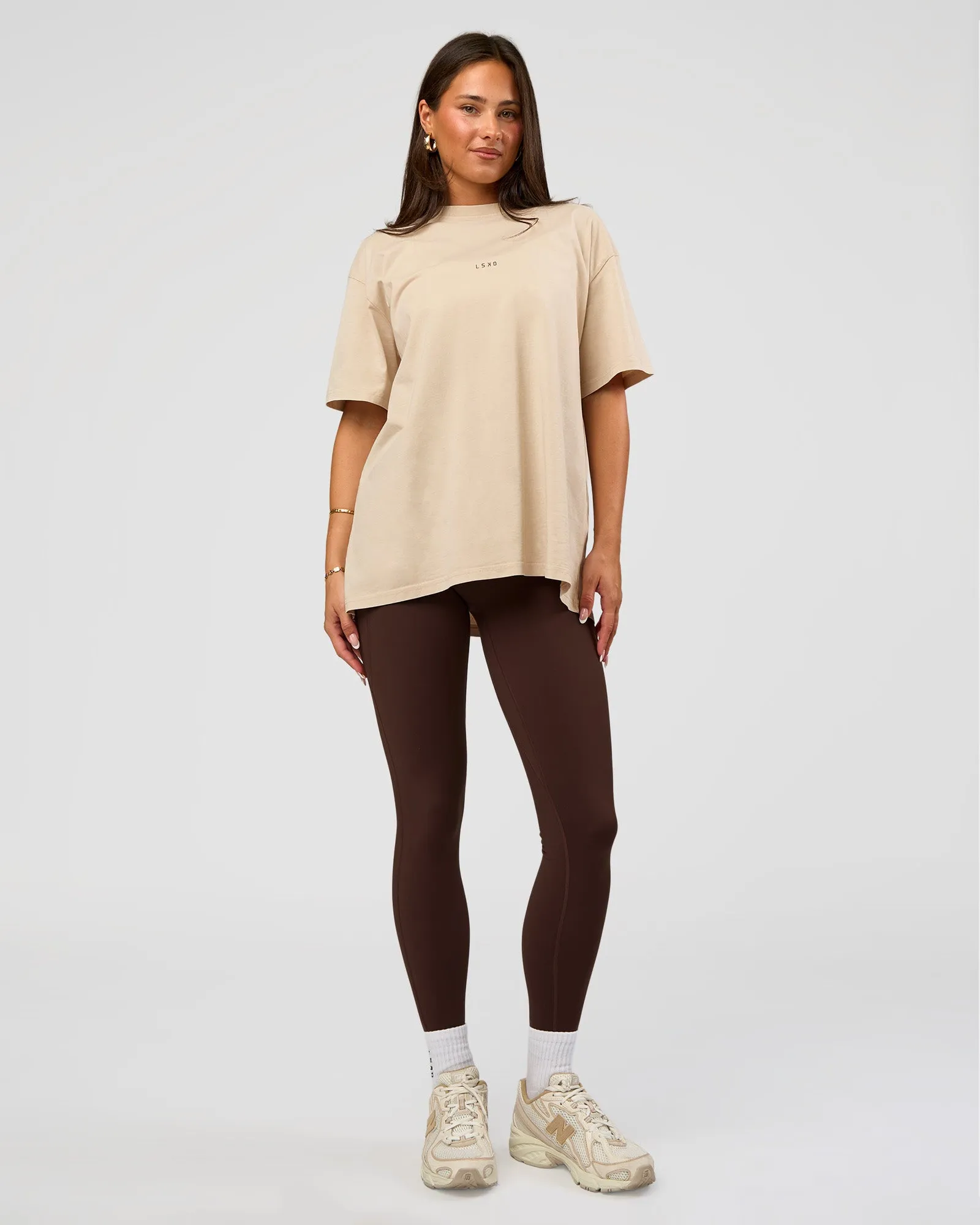 Built On Values Oversized Washed Tee - Shale Beige Washed-Hot Chocolate sold by LSKD product image thumbnail 5