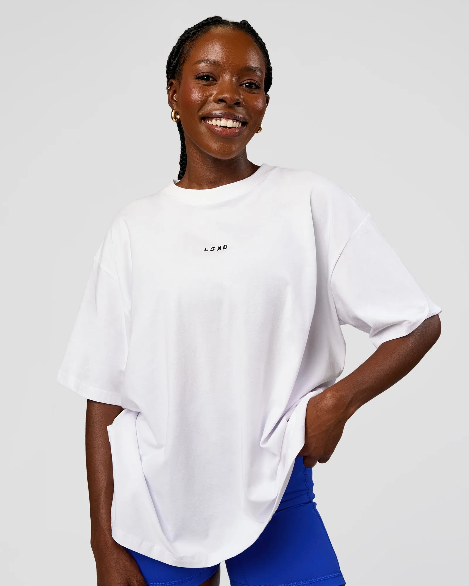 Go-To Run Club FLXCotton Oversized Tee - White-Electric Indigo sold by LSKD product image thumbnail 2