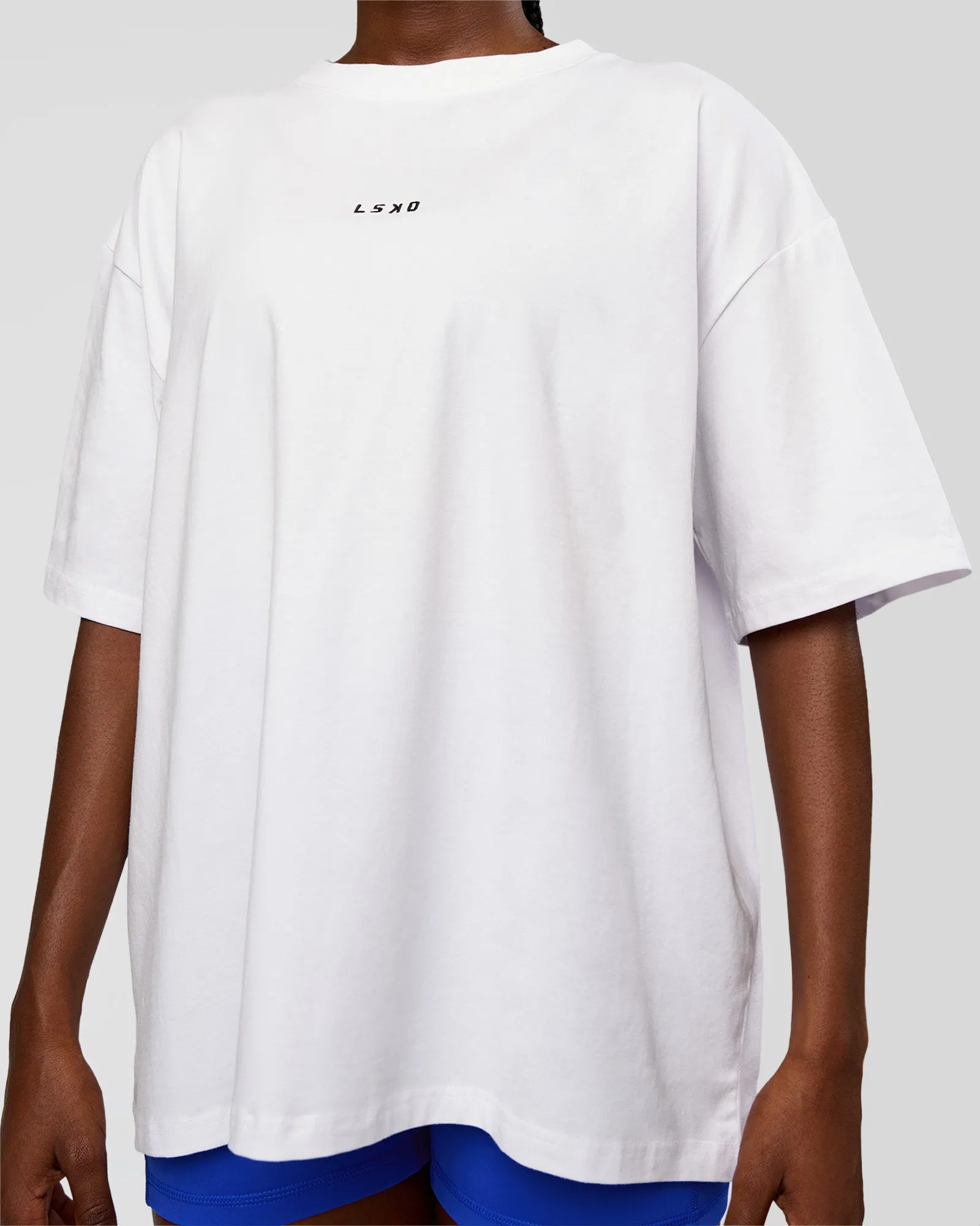 Go-To Run Club FLXCotton Oversized Tee - White-Electric Indigo sold by LSKD product image thumbnail 4
