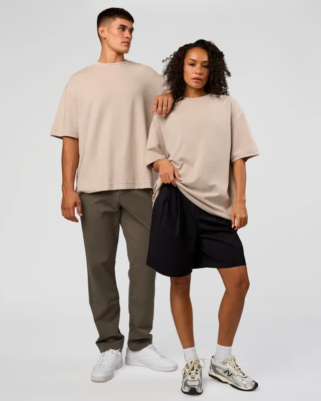 AfterDark ZeroCrease Oversized Tee - Shale Beige made by LSKD
