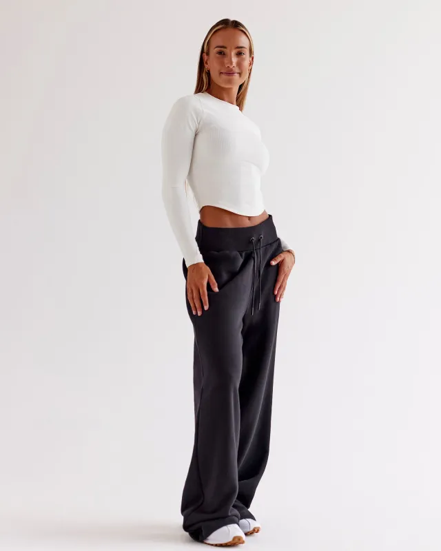 Go-To Wide Leg Track Pant - Black sold by LSKD