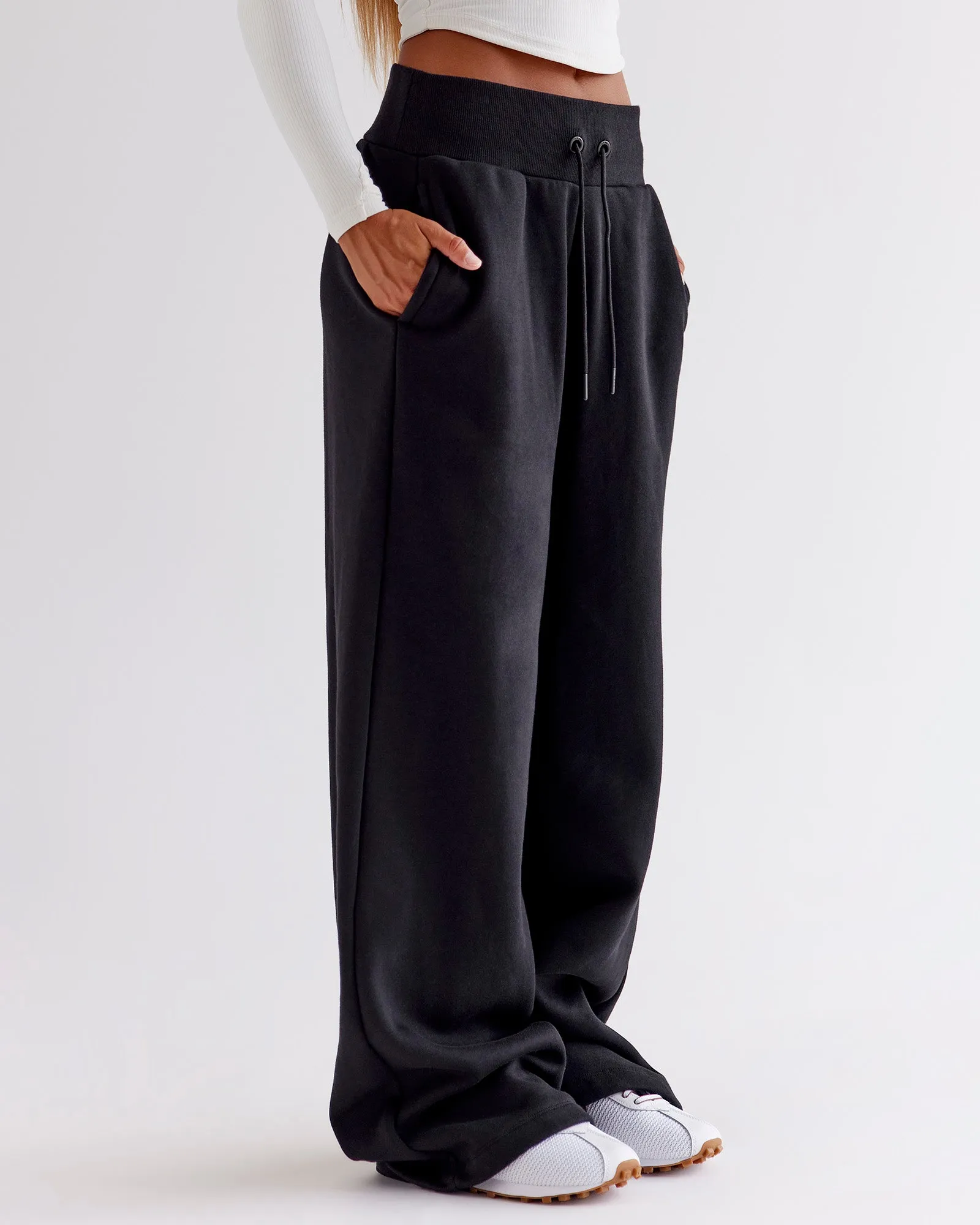 Go-To Wide Leg Track Pant - Black sold by LSKD product image thumbnail 3