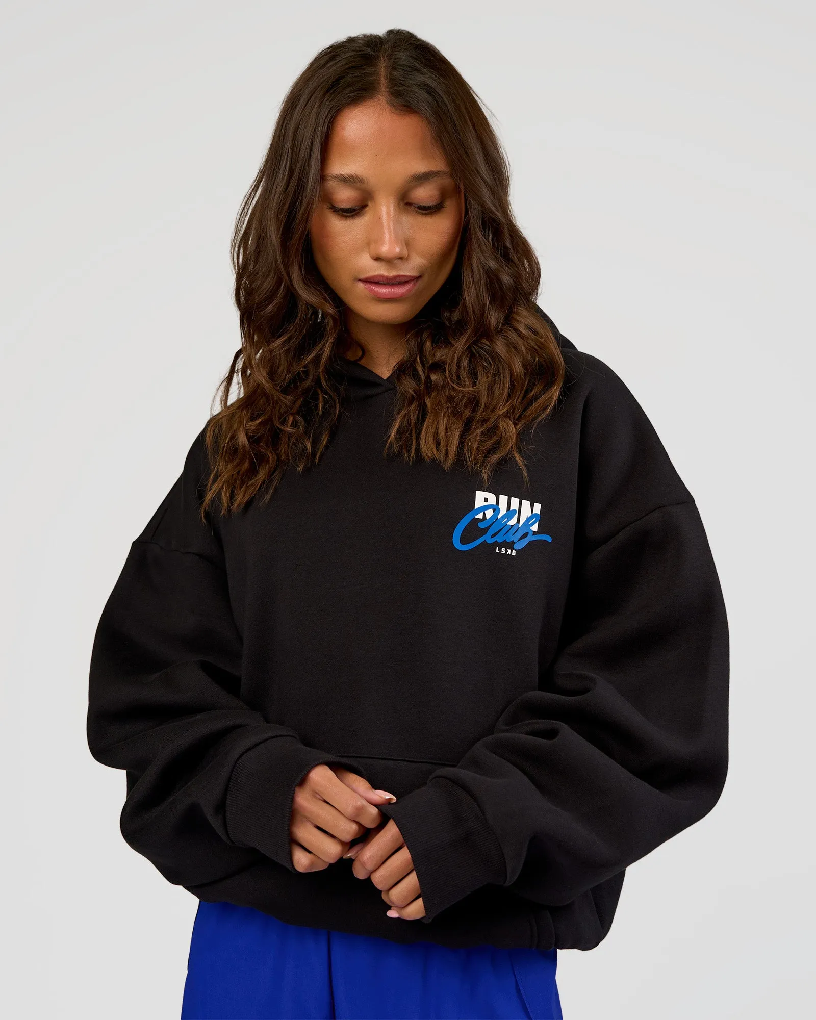 Run Club Script Oversized Hoodie - Black-Palace Blue sold by LSKD product image thumbnail 5