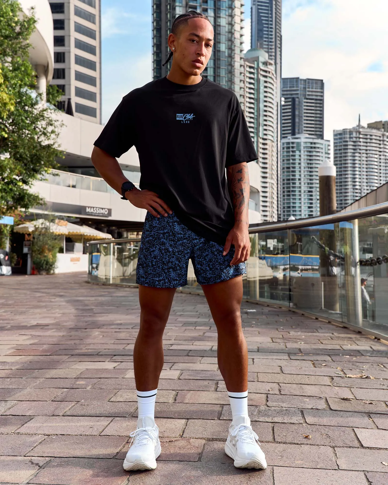 Pace 5" Lined Running Short - Energy Print Palace Blue sold by LSKD product image thumbnail 4