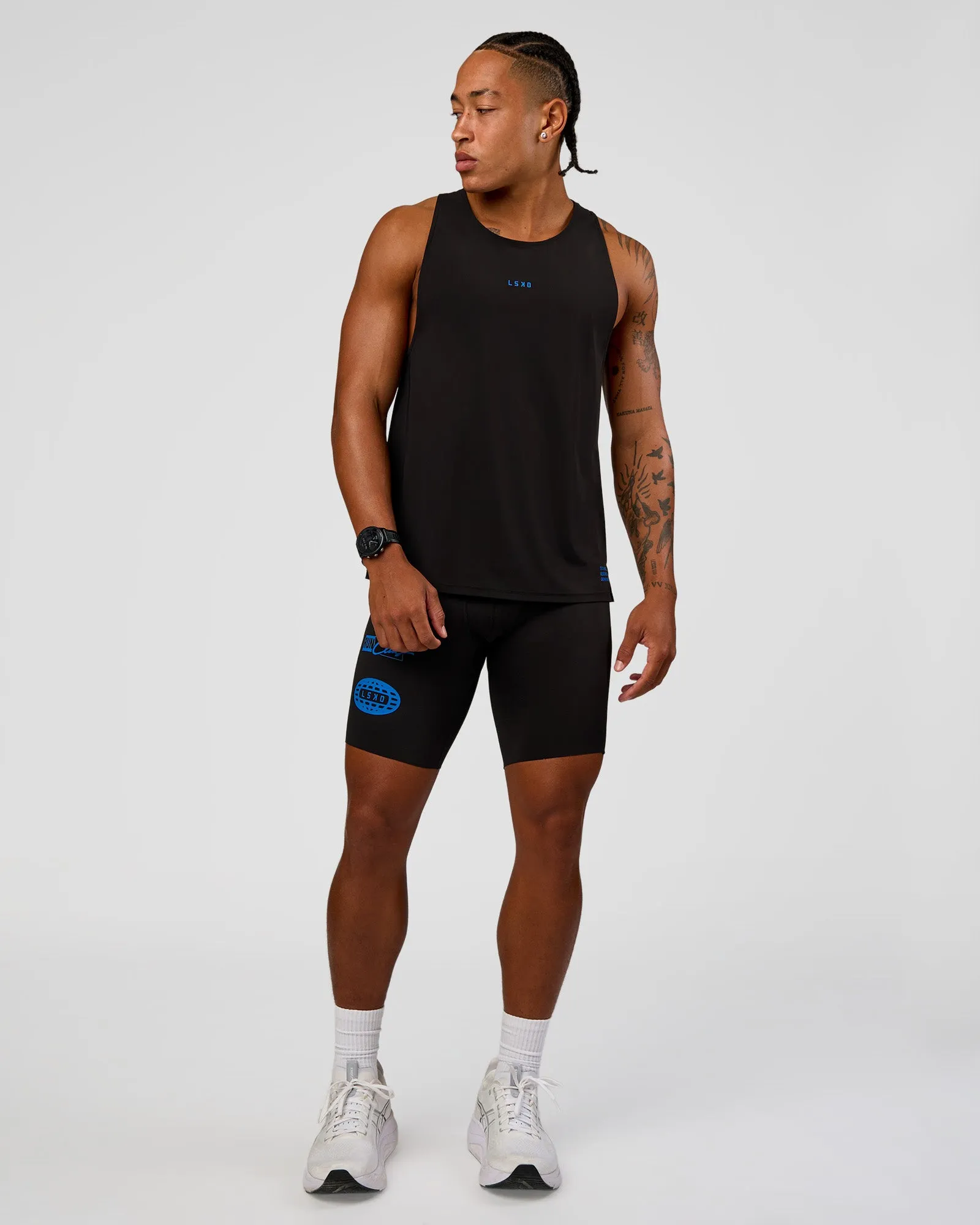 Race Day 8" Short Tight - Black-Palace Blue sold by LSKD product image thumbnail 4