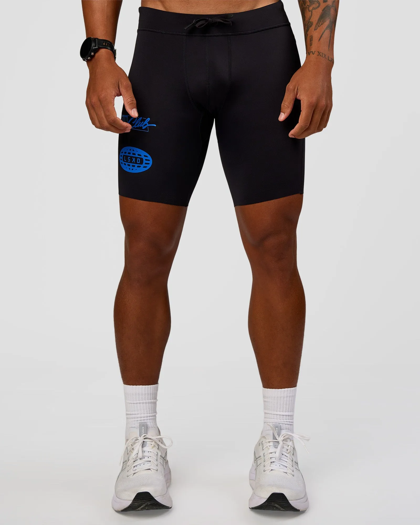 Race Day 8" Short Tight - Black-Palace Blue sold by LSKD product image thumbnail 5
