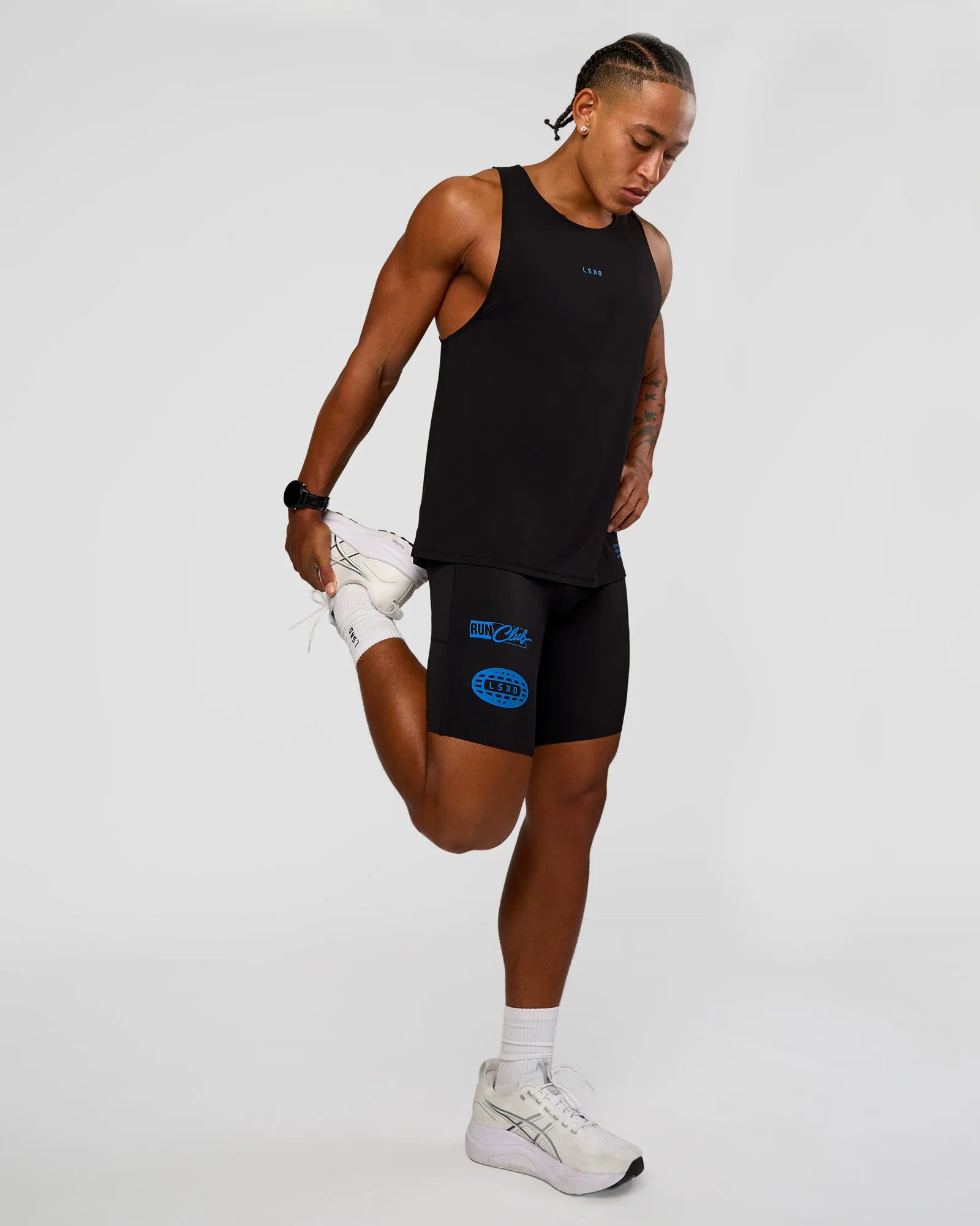 Race Day 8" Short Tight - Black-Palace Blue sold by LSKD