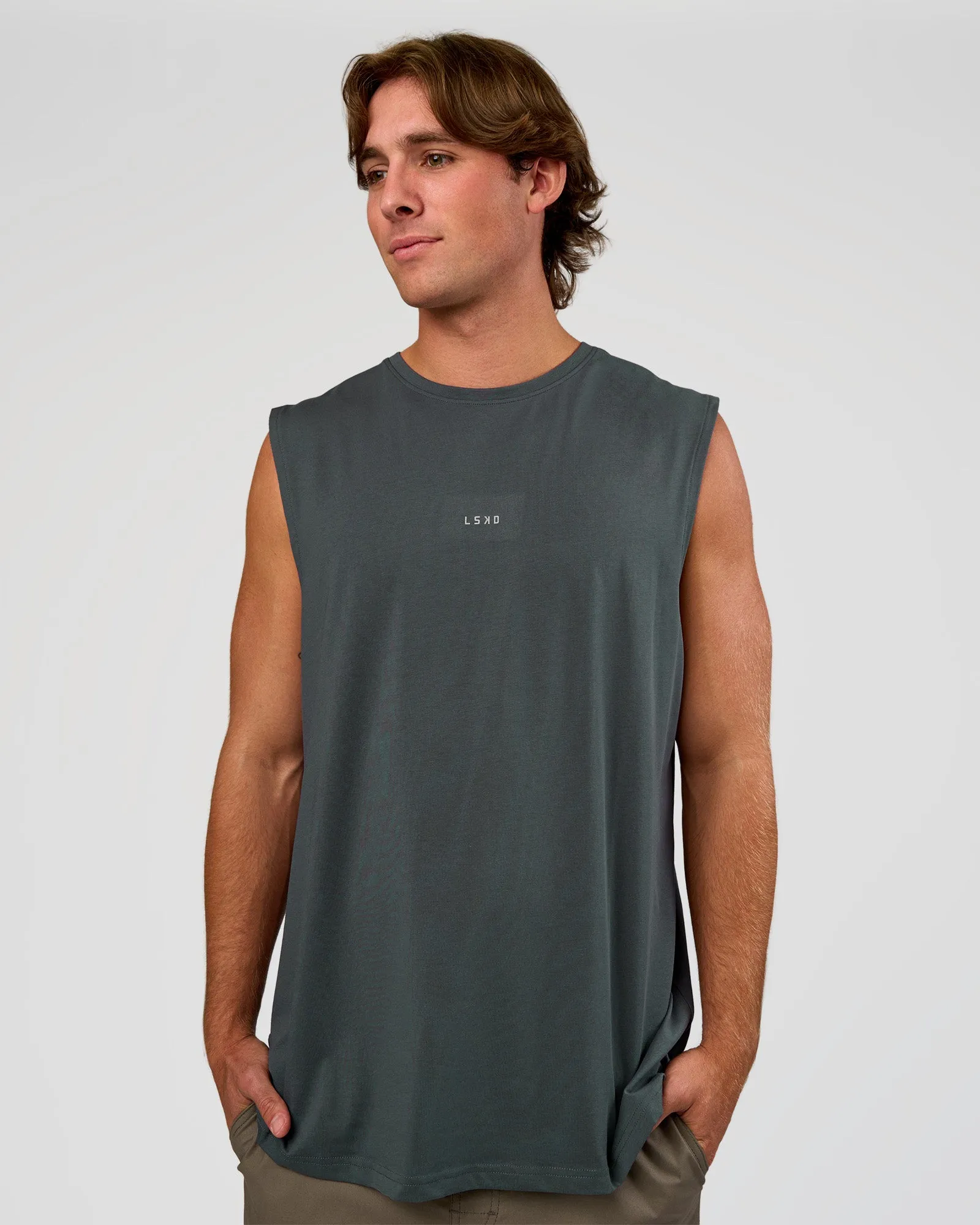 Base FLXCotton Tank - Dark Slate sold by LSKD