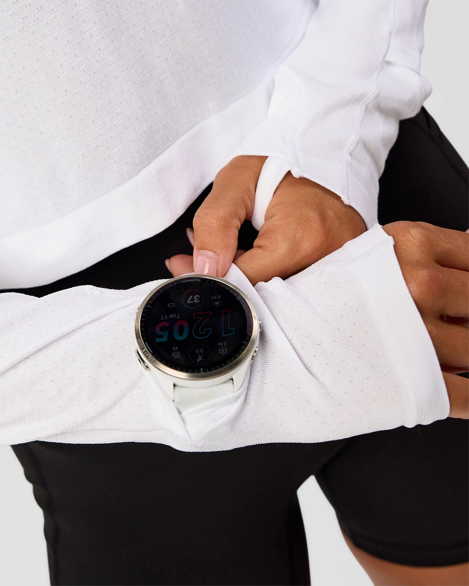 AeroFLX+ Seamless Long Sleeve Skimmer Tee - White/White sold by LSKD product image thumbnail 5
