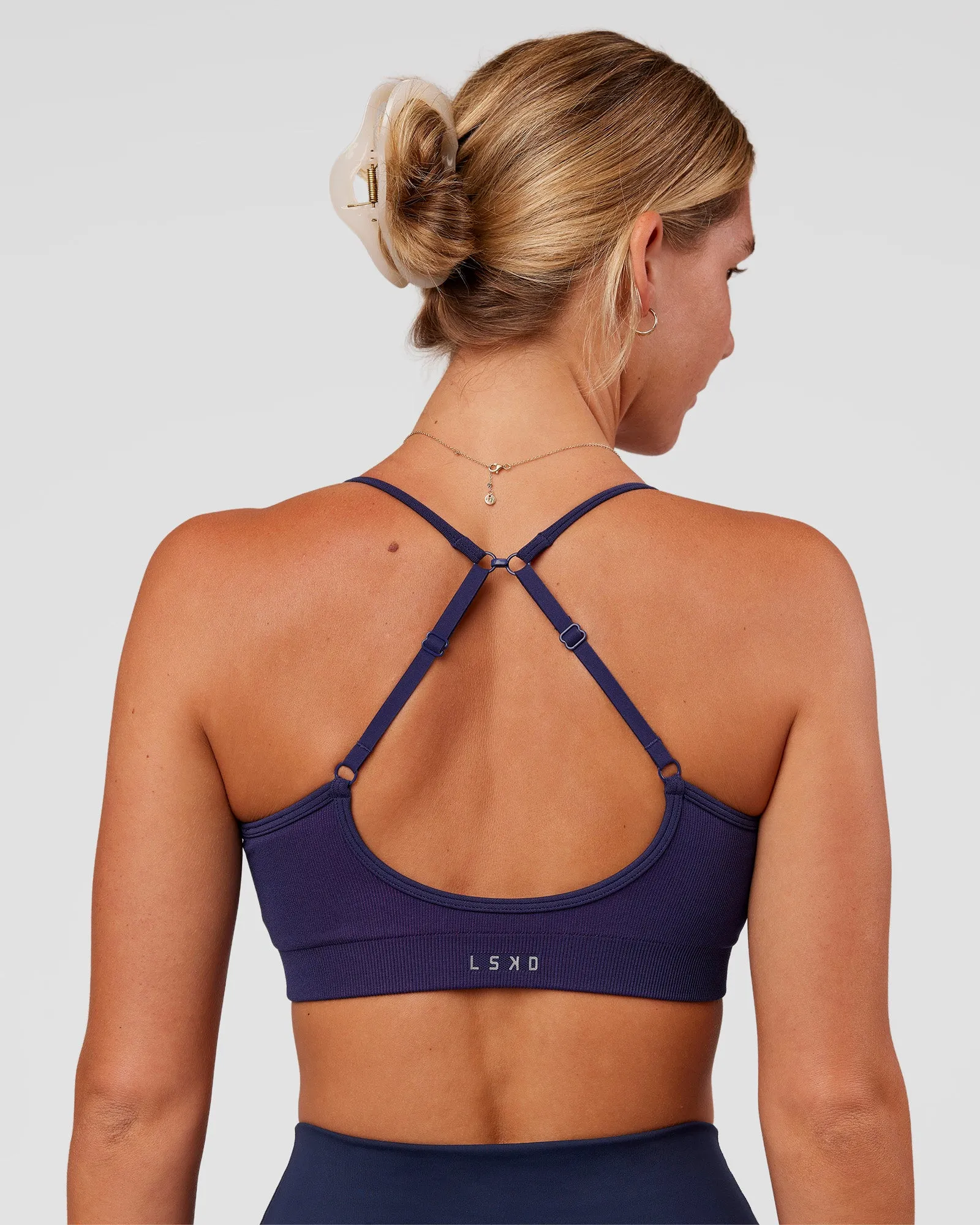 Spark Seamless Ribbed Sports Bra - Future Navy-Ultra Fuchsia sold by LSKD product image thumbnail 2