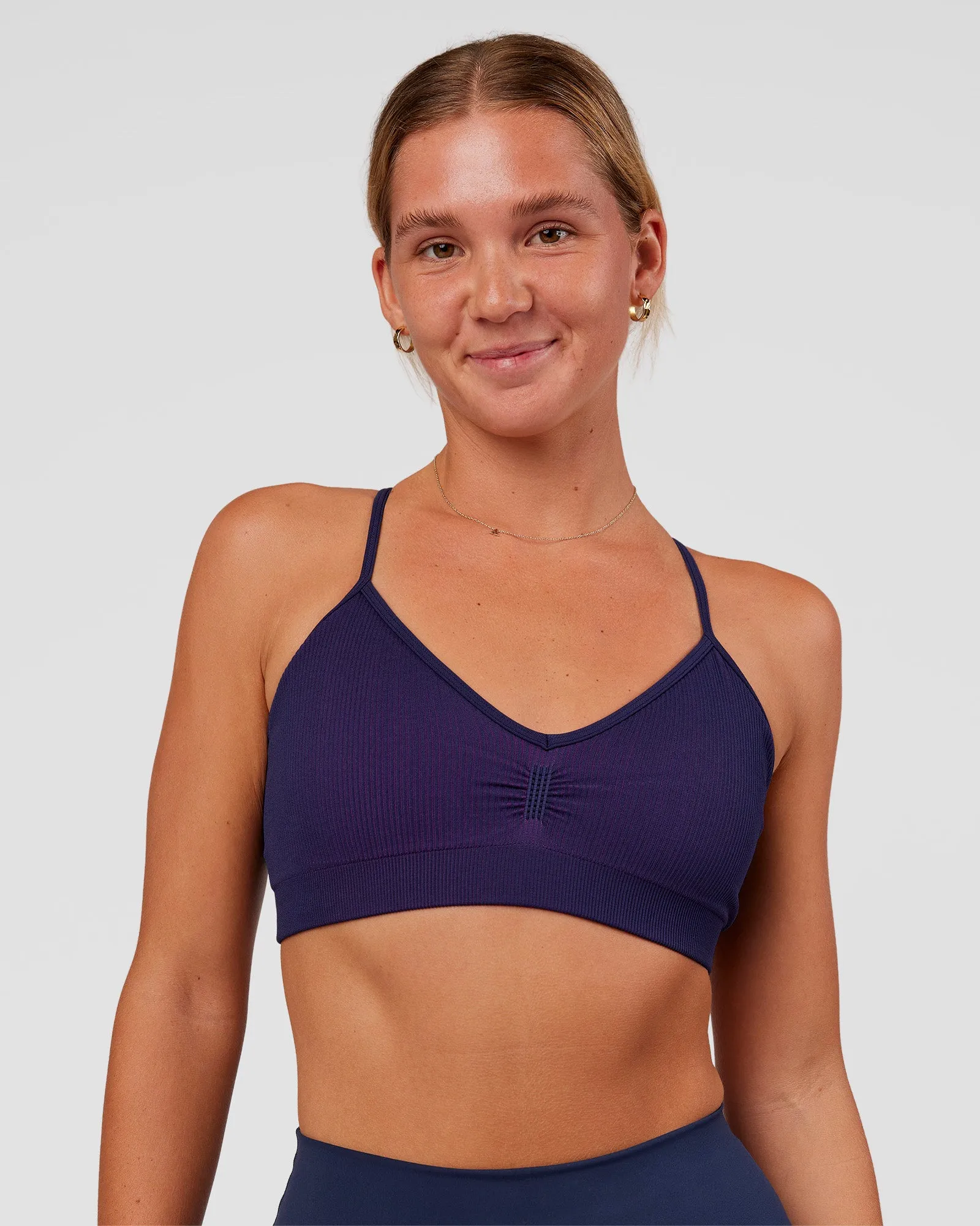 Spark Seamless Ribbed Sports Bra - Future Navy-Ultra Fuchsia sold by LSKD