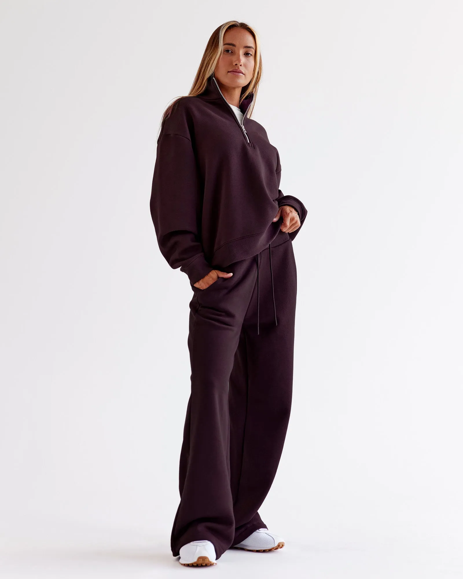 Go-To Wide Leg Track Pant - Midnight Plum sold by LSKD product image thumbnail 2