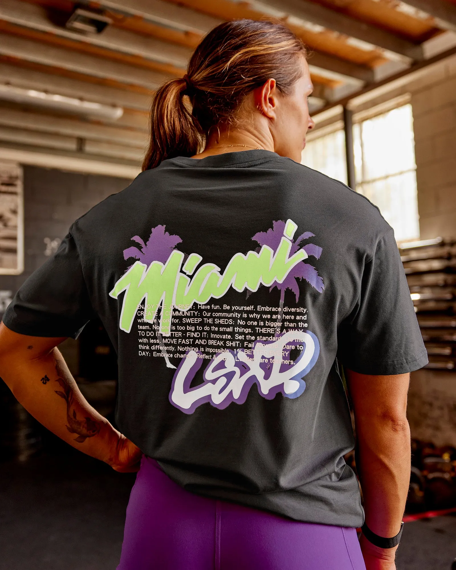 Miami Snatch FLXCotton Oversized Tee - Dark Storm-Marshmallow sold by LSKD product image thumbnail 5