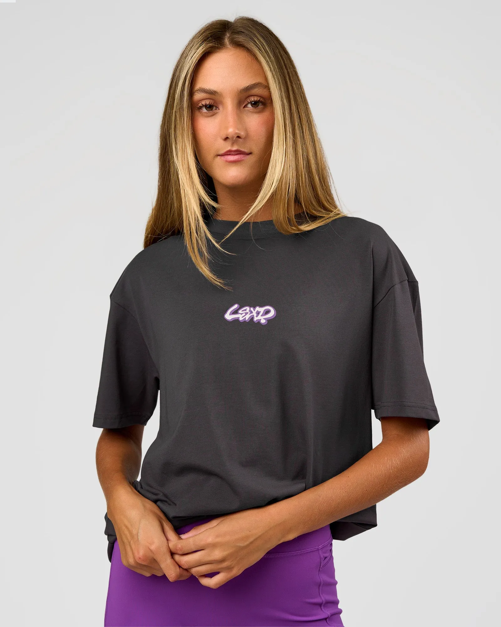 Miami Snatch FLXCotton Oversized Tee - Dark Storm-Marshmallow sold by LSKD product image thumbnail 4