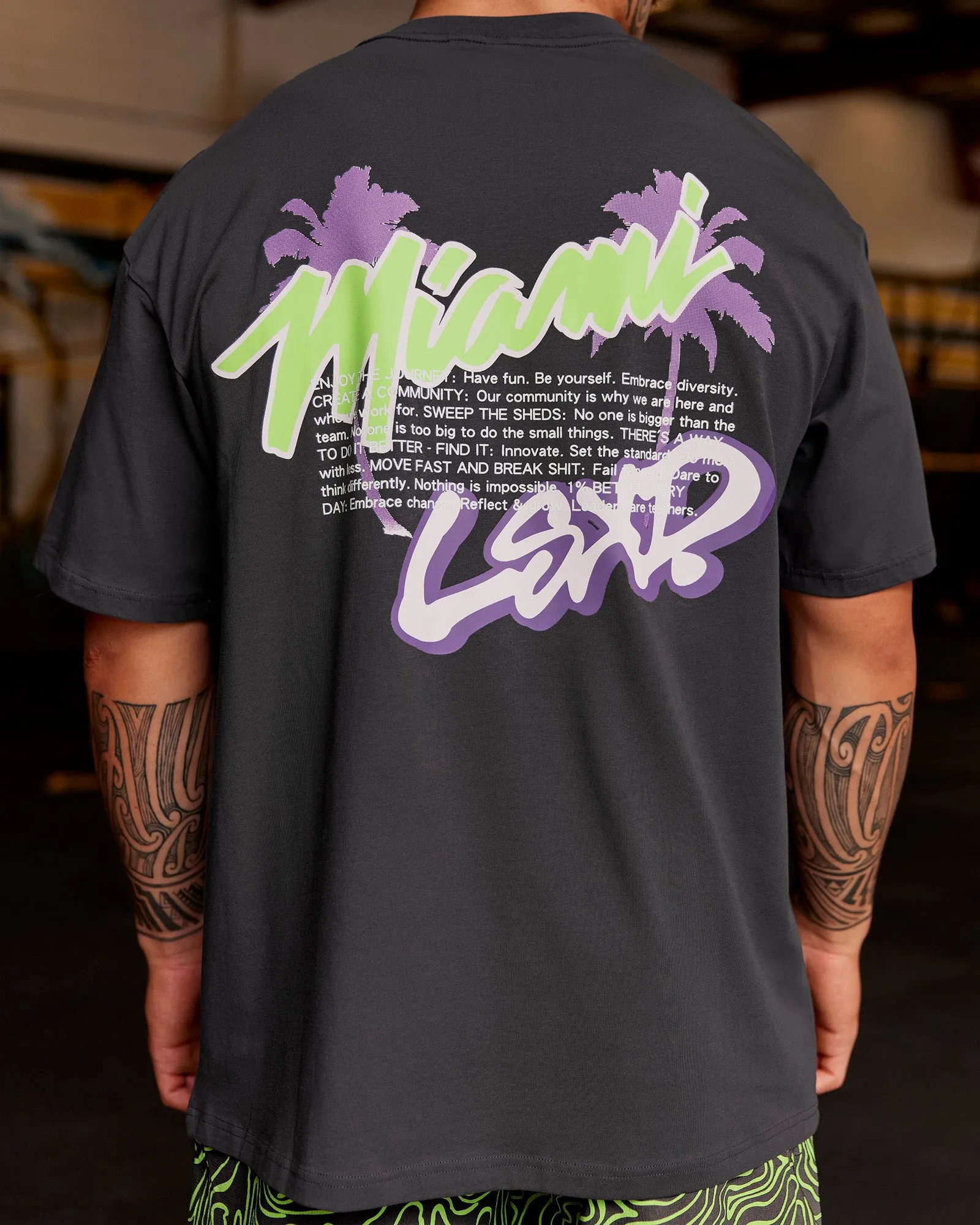 Miami Snatch FLXCotton Oversized Tee - Dark Storm-Marshmallow sold by LSKD product image thumbnail 3