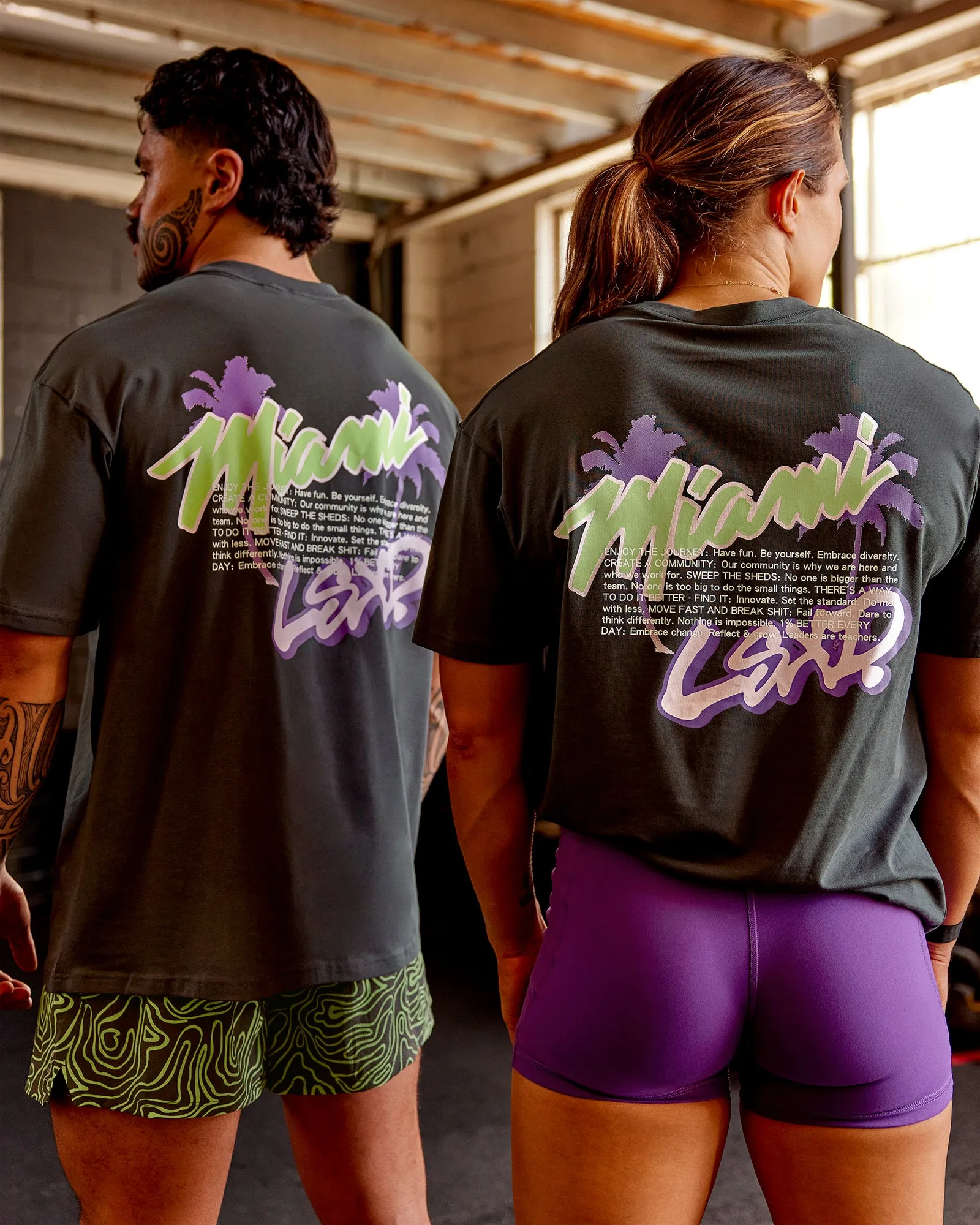 Miami Snatch FLXCotton Oversized Tee - Dark Storm-Marshmallow sold by LSKD