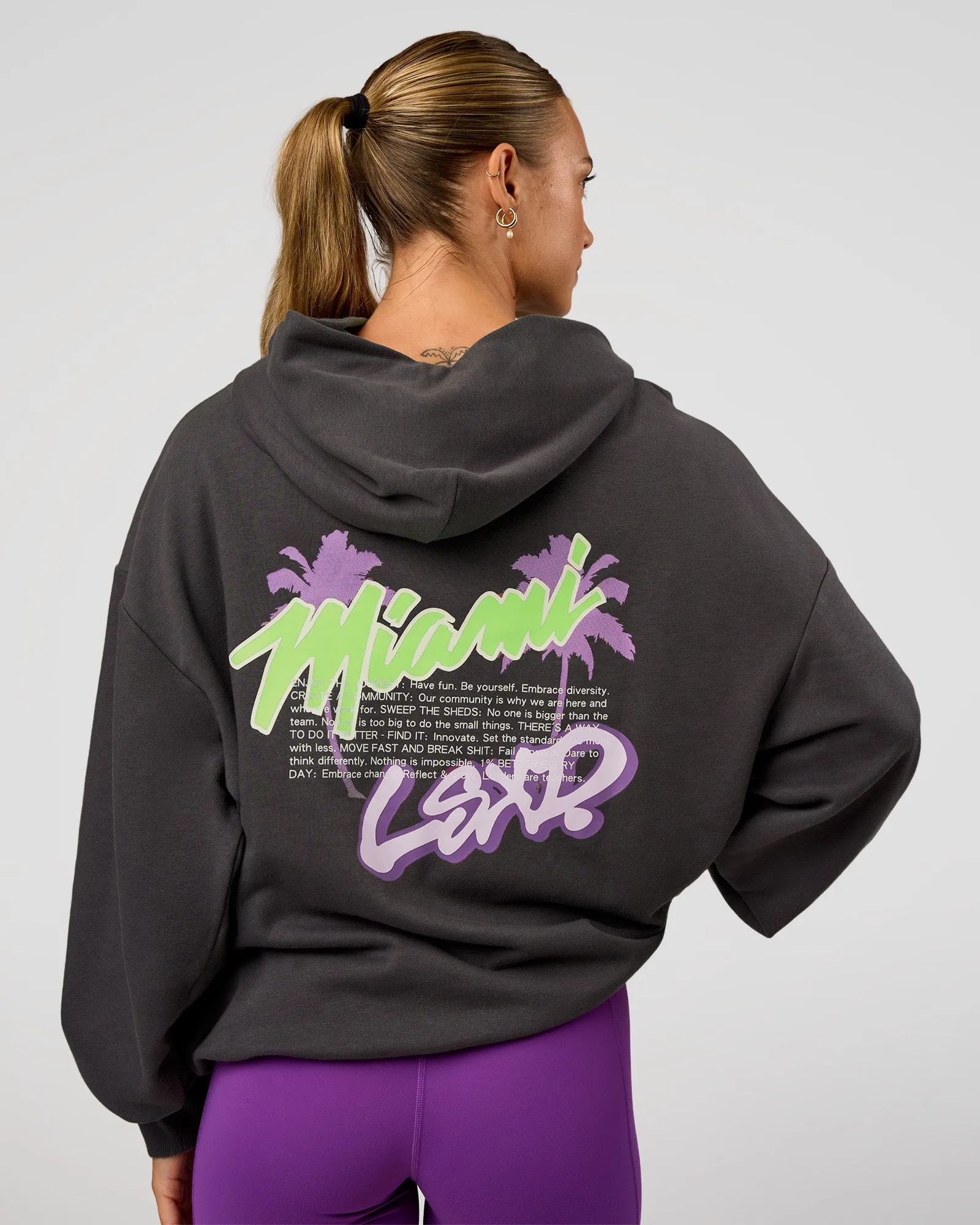 Miami Vibe Oversized Hoodie - Dark Storm-Marshmallow sold by LSKD