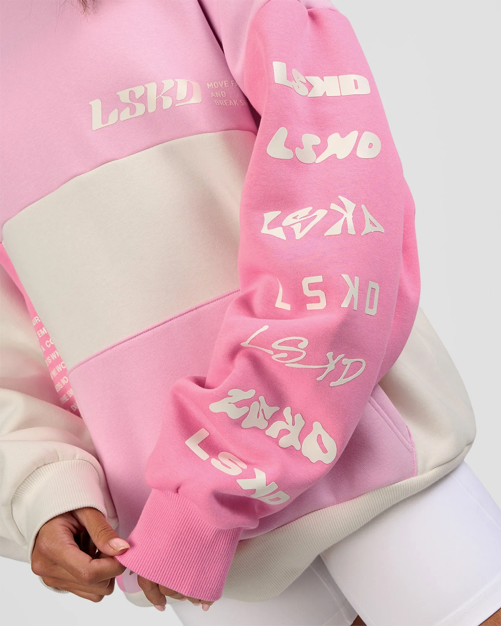 Deconstructed Fleece Hoodie - Off White-Marshmallow-Pink sold by LSKD product image thumbnail 5