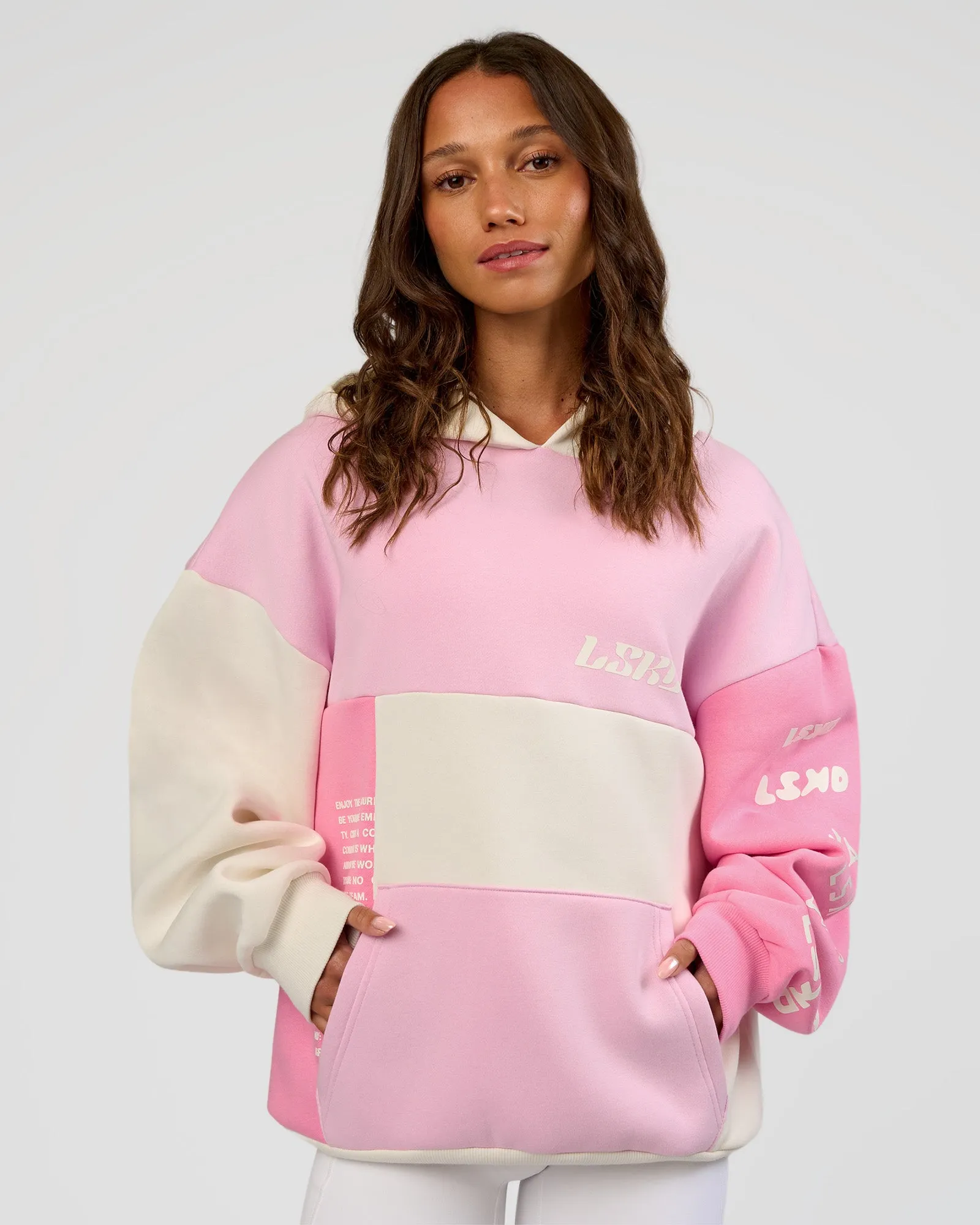 Deconstructed Fleece Hoodie - Off White-Marshmallow-Pink sold by LSKD product image thumbnail 4