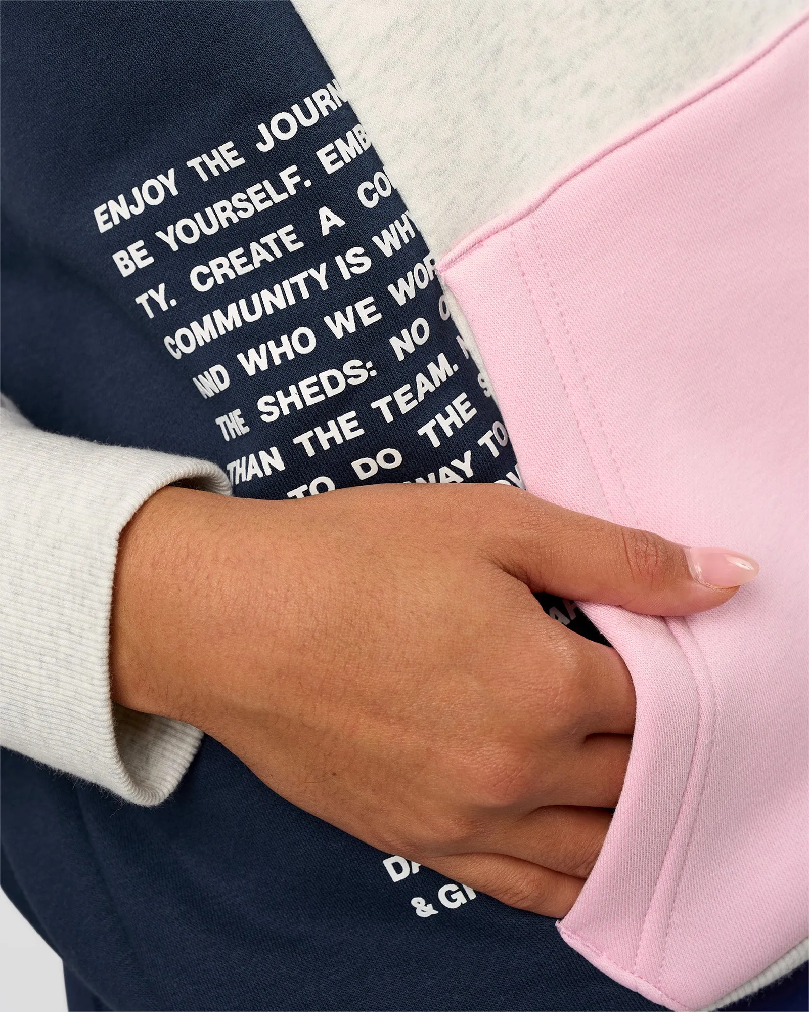 Deconstructed Fleece Hoodie - Grey Marl-Marshmallow-Navy sold by LSKD product image thumbnail 5