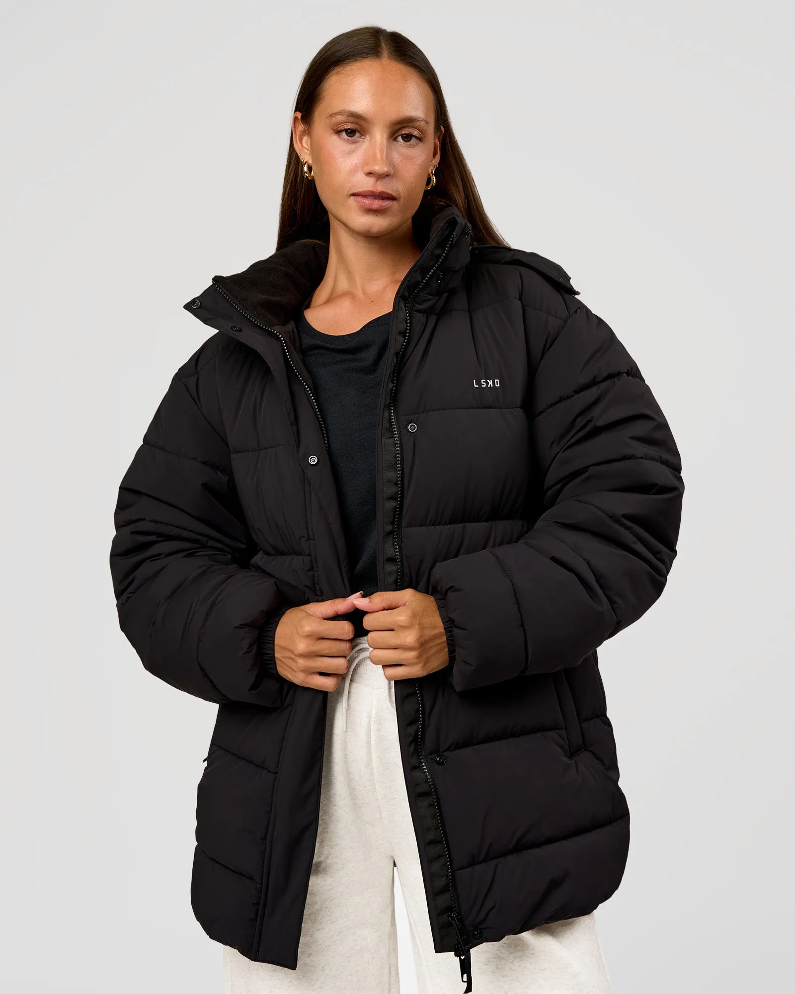 Go-To Puffer Mid Jacket - Black sold by LSKD product image thumbnail 3