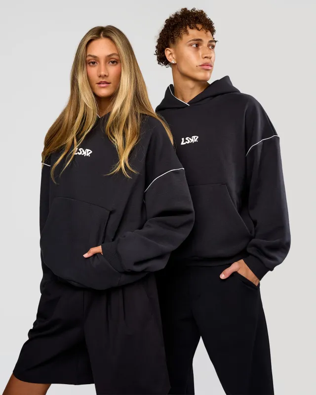 Axis Oversized Hoodie - Caviar-White made by LSKD