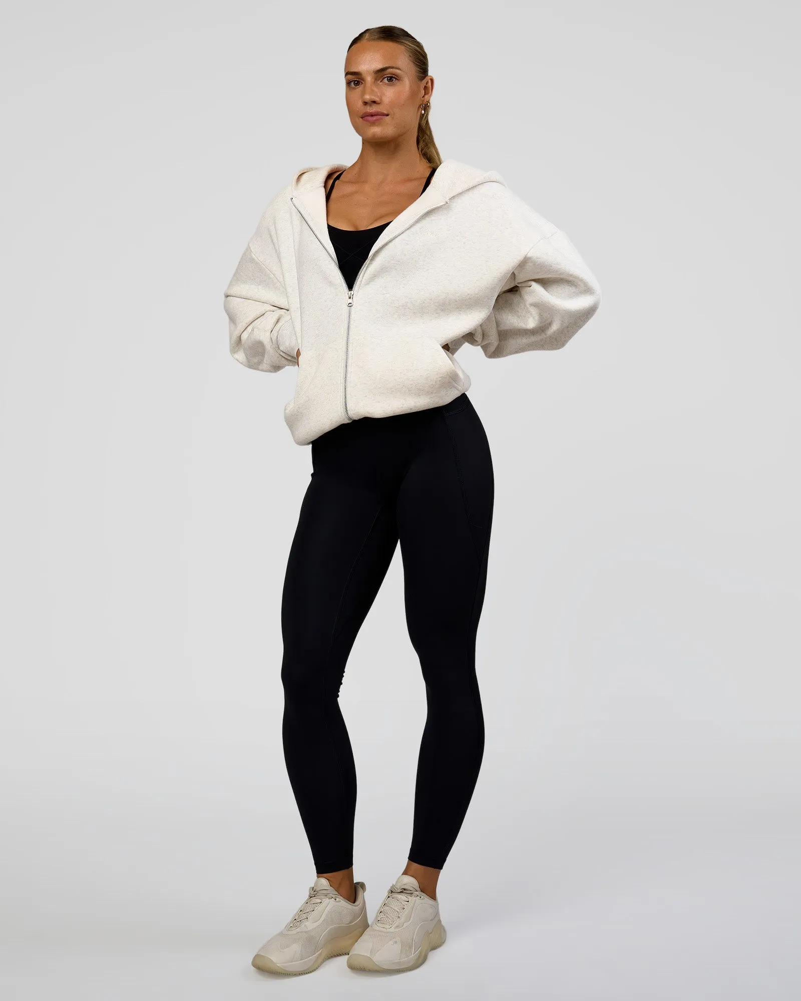 Base Zip Through Oversized Hoodie - Silver Marl sold by LSKD product image thumbnail 4