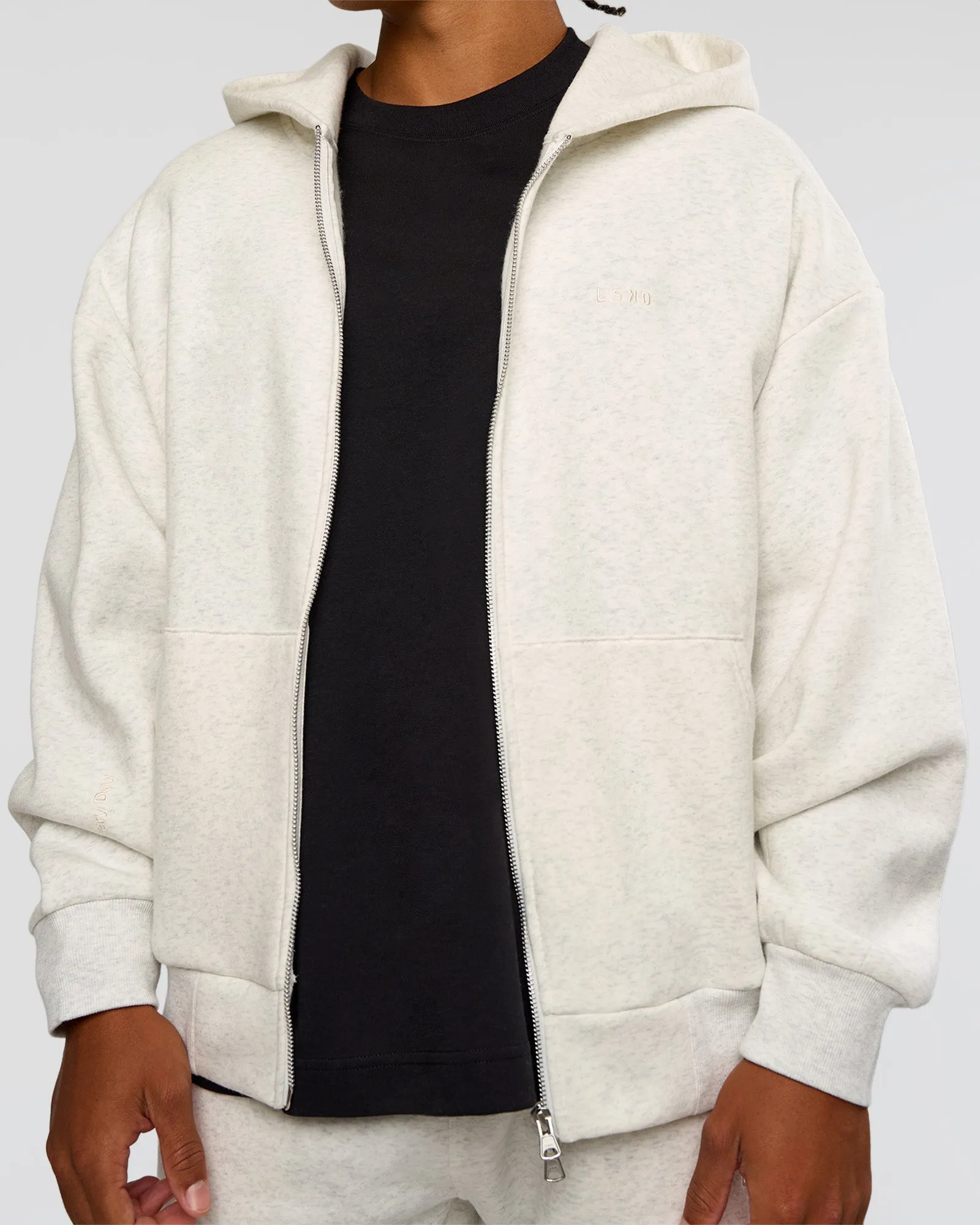 Base Zip Through Oversized Hoodie - Silver Marl sold by LSKD product image thumbnail 2