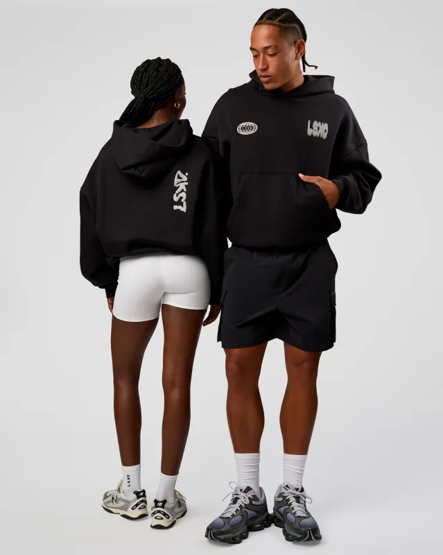 Static Grit Unisex Boxy Hoodie - Black-Alloy made by LSKD