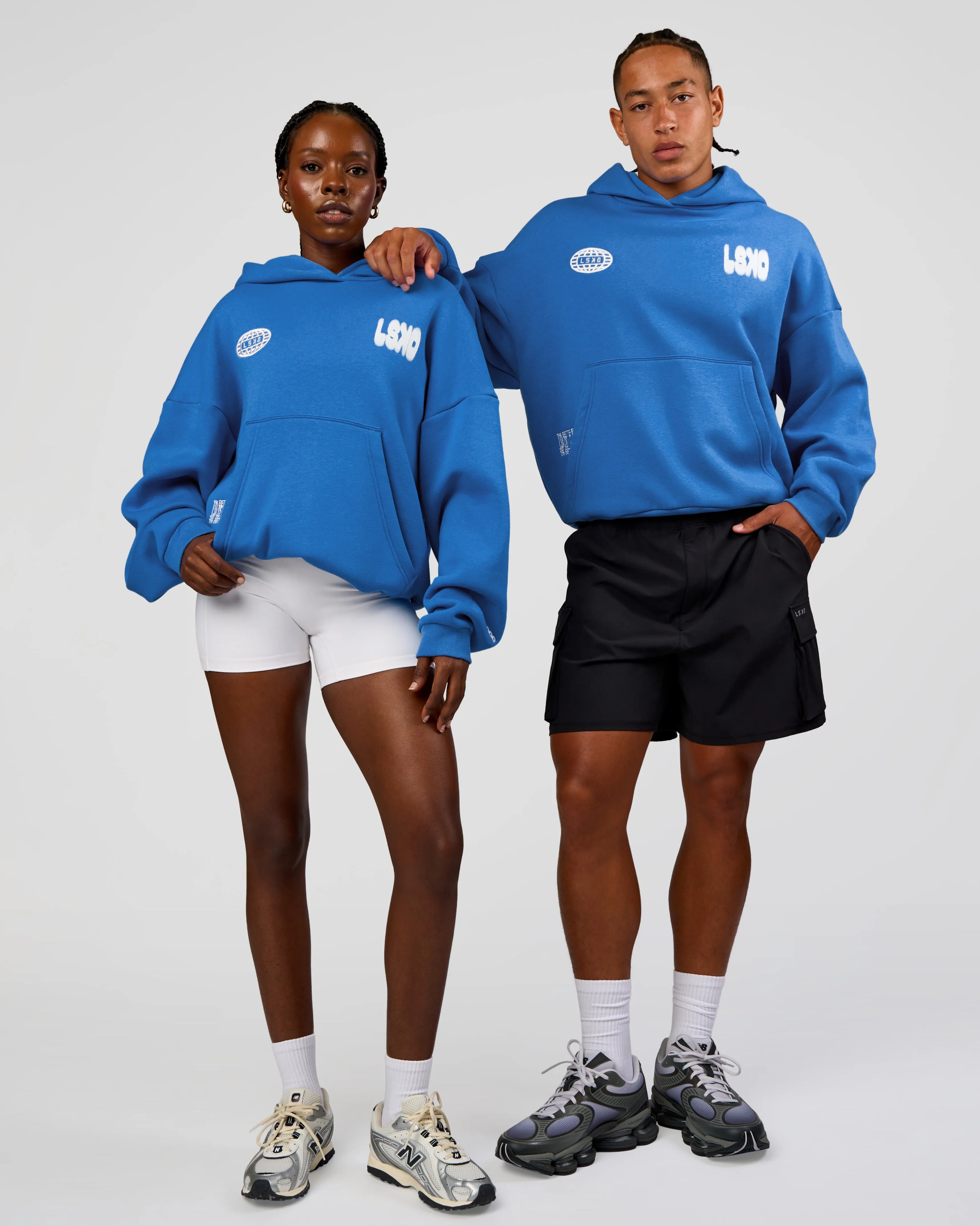 Static Grit Unisex Boxy Hoodie - Palace Blue-White sold by LSKD product image thumbnail 2
