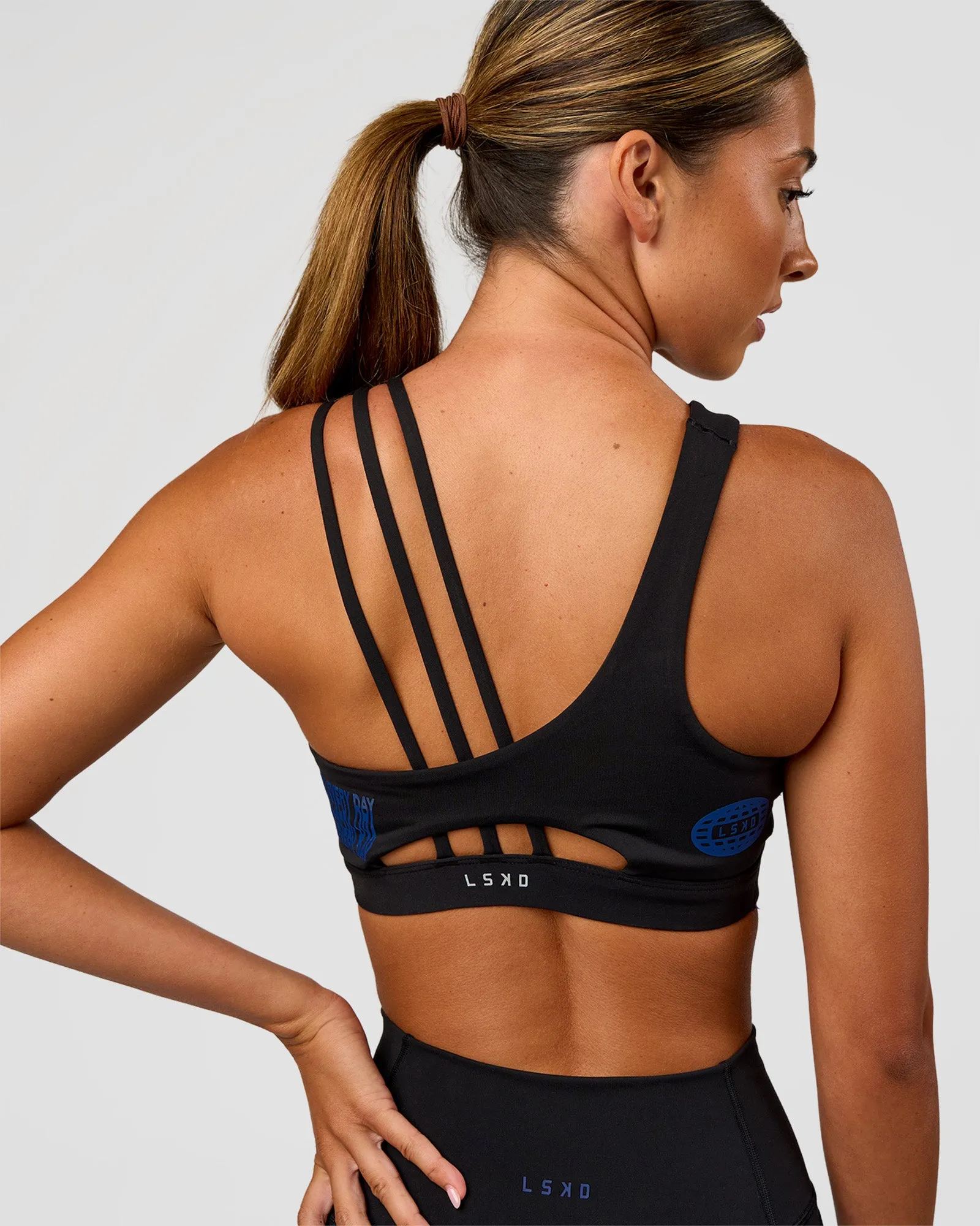 Galvanise Hype Graphic Sports Bra 2.0 - Black-Electric Indigo sold by LSKD product image thumbnail 2