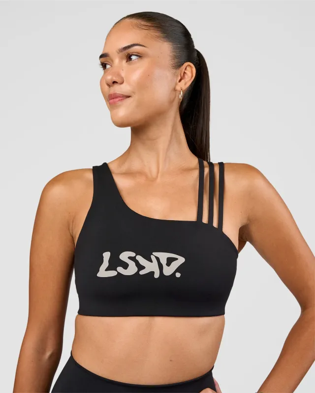 Galvanise Hype Graphic Sports Bra 2.0 - Black-Alloy made by LSKD