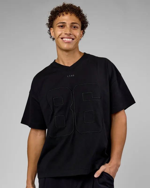 86 V-Neck Oversized Tee - Black-Black made by LSKD
